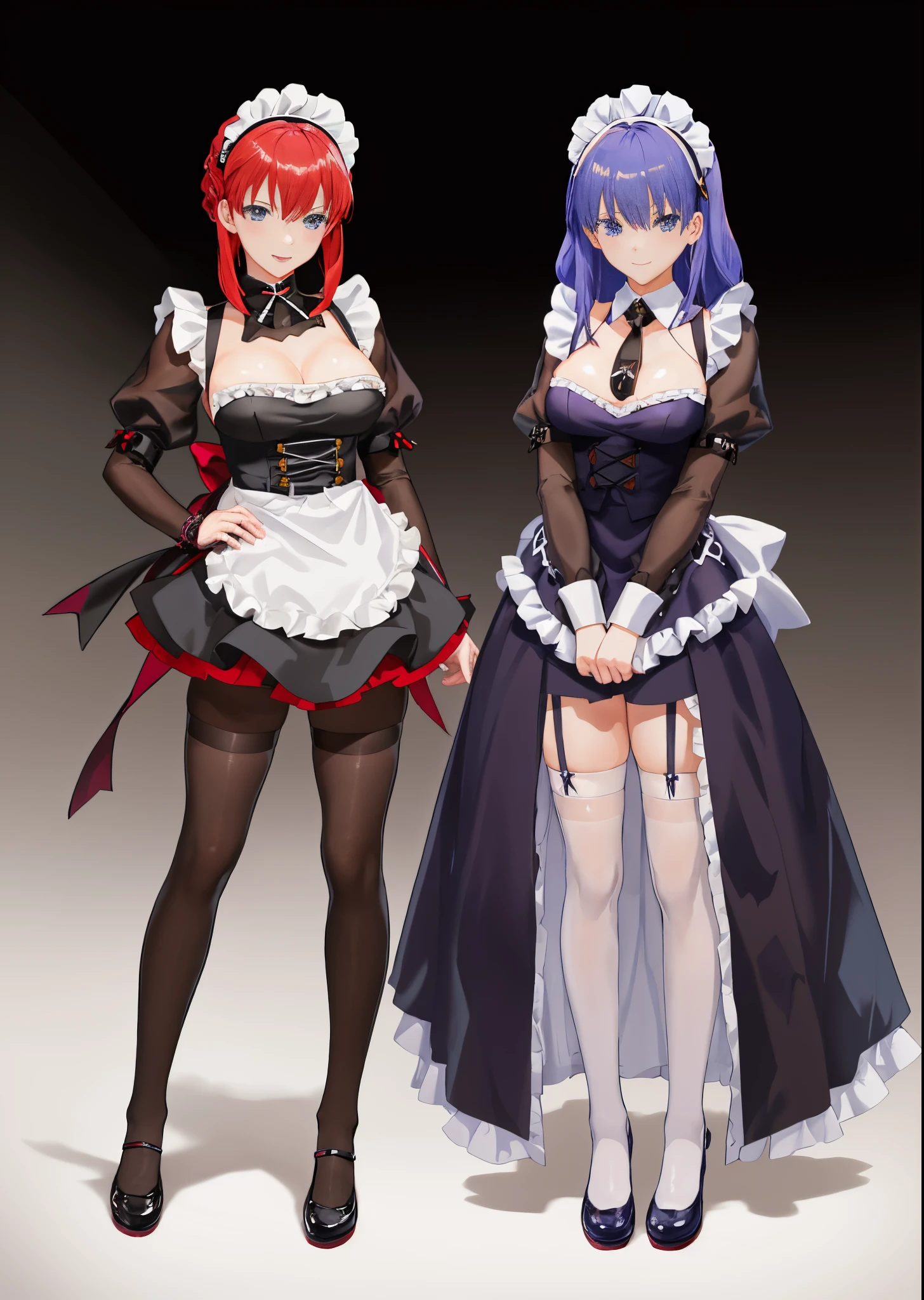 Photos taken by a professional photographer，Live action，4K､two women wearing maid clothes, anime maids riding early tanks, Artorian Pendragon, anime style like fate/Stay Night, Fate Grand Order, maid clothes, Ecchi anime style, characters from azur lane, Ecchi style, full body commission for, small curvy loli, Ecchi, anime girls in maid costumes