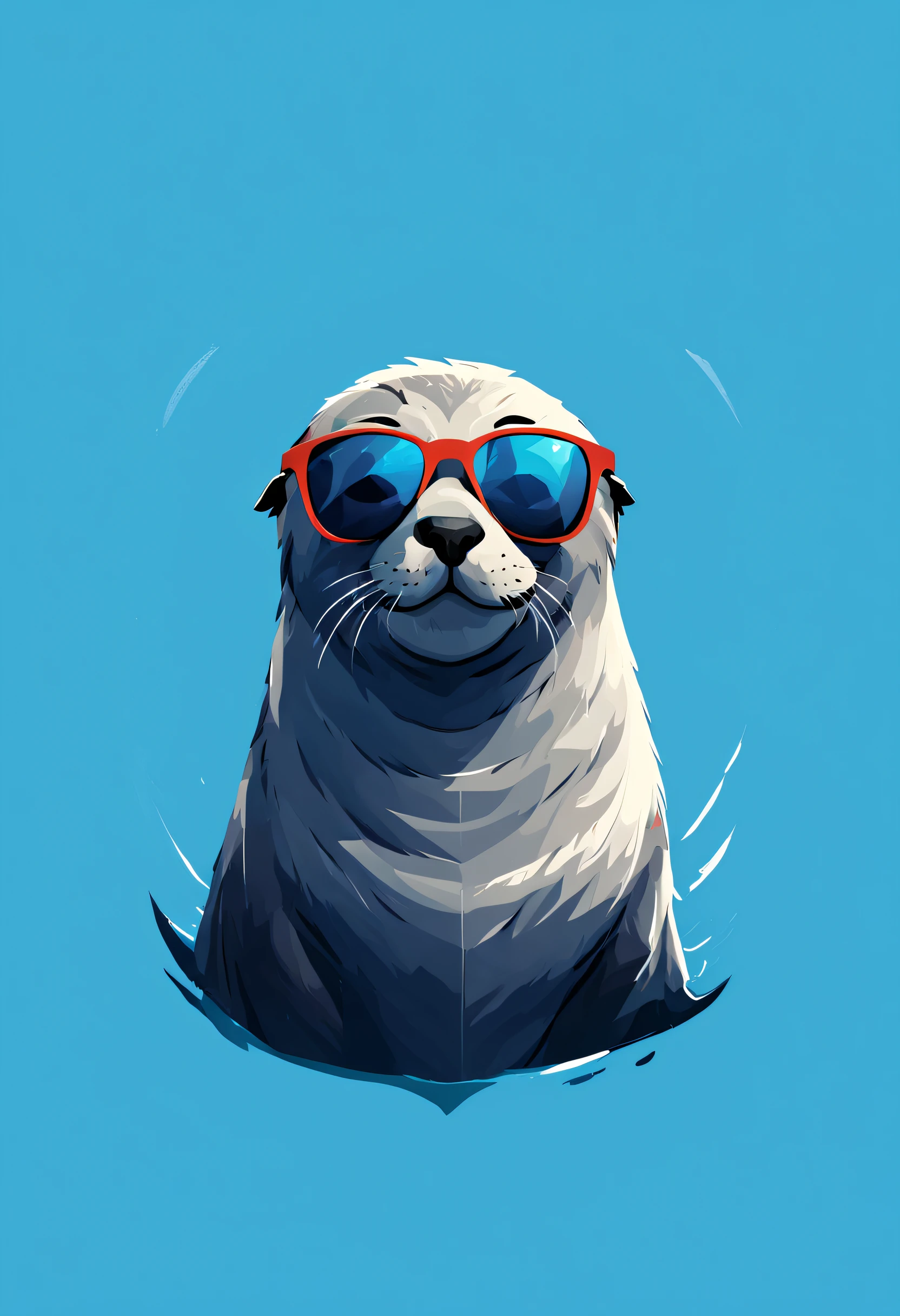 t-shirt design, a handsome  seal with sunglasses  , digital art by Jan Tengnagel, shutterstock contest winner, furry art, artwork, angular, art