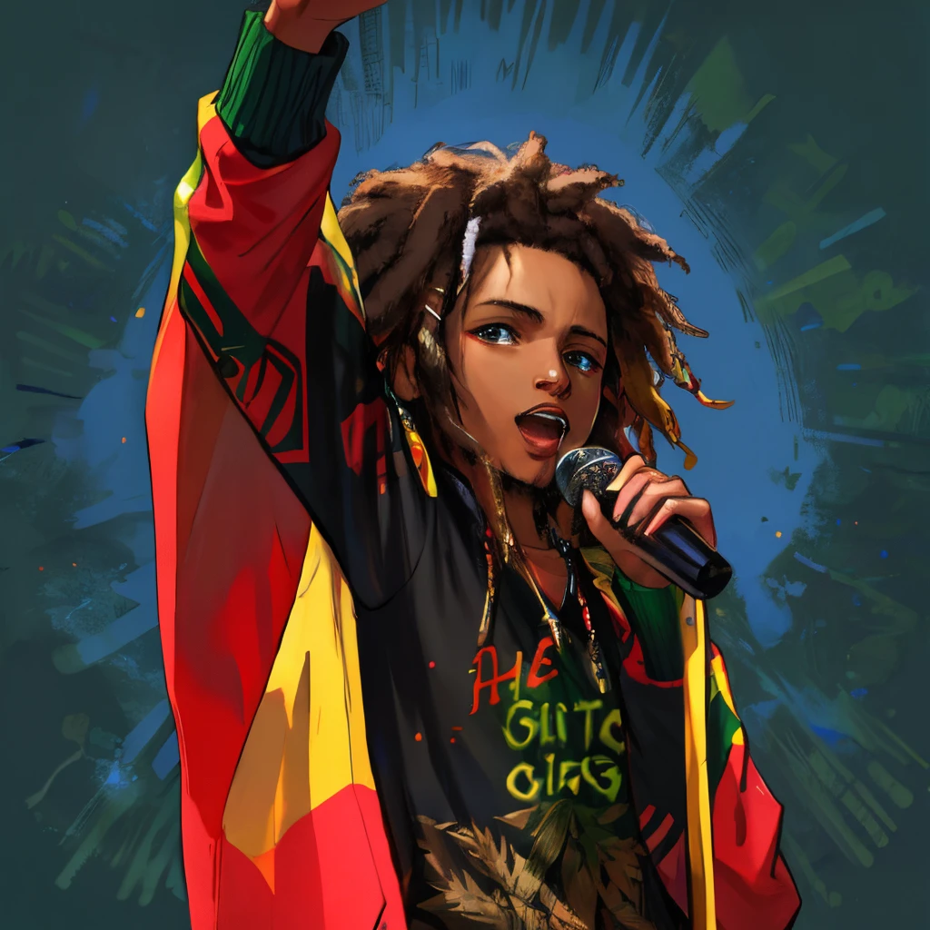 Delicate fingers，Bob Marley, Intense red, yellow and green，Rastafari, Reggae, Rasta, jamaican, manifestation, jamaican, hemp, ganja, artistic, jamaican vibe, raggae art, happy birthay, Funk, Music, emotional masterpiece, He&#39;s a reggae rock star