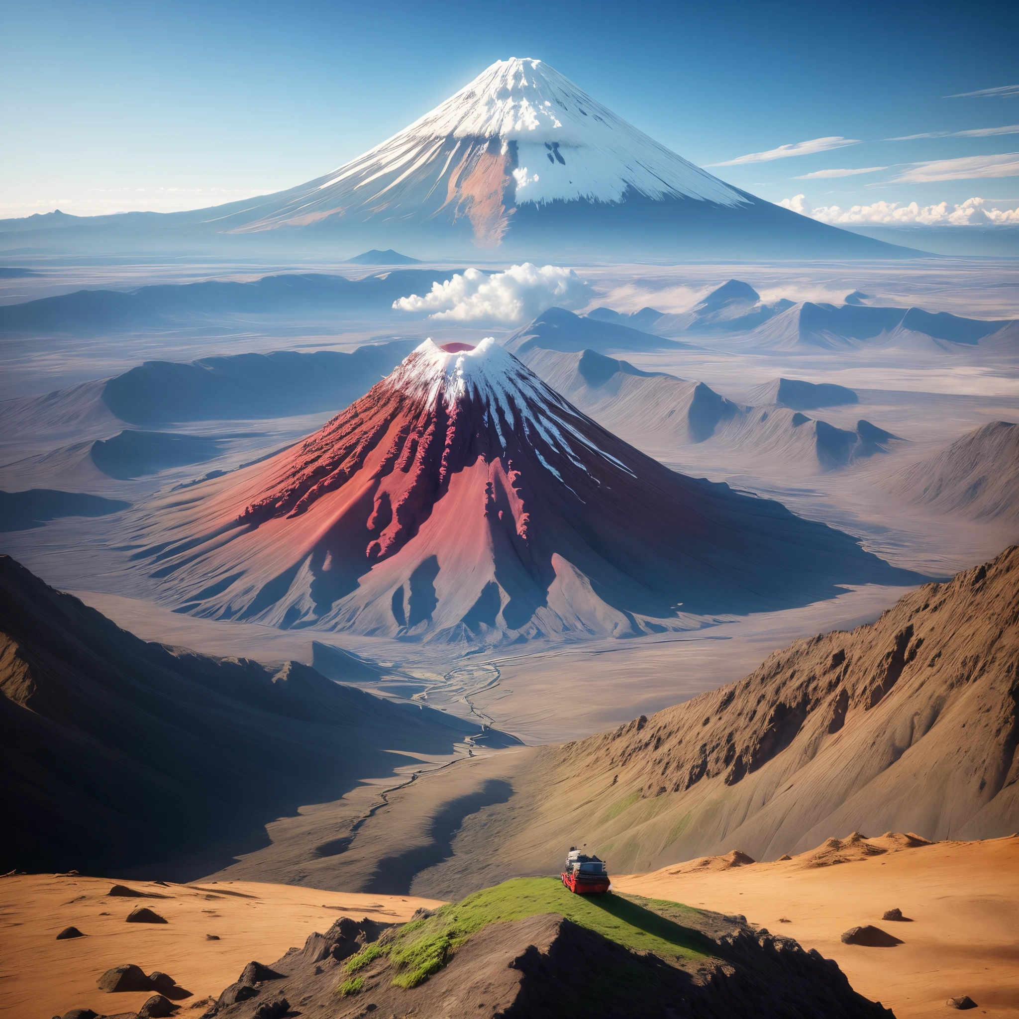 Realistic landscape volcano tourism