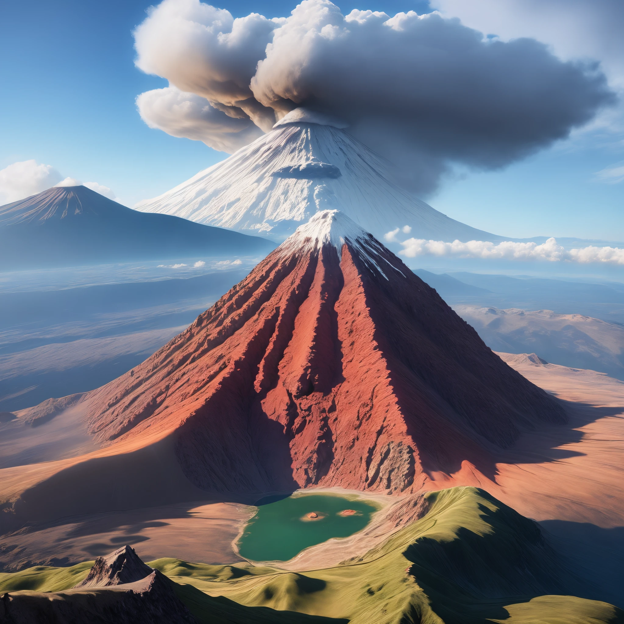 Realistic landscape volcano tourism