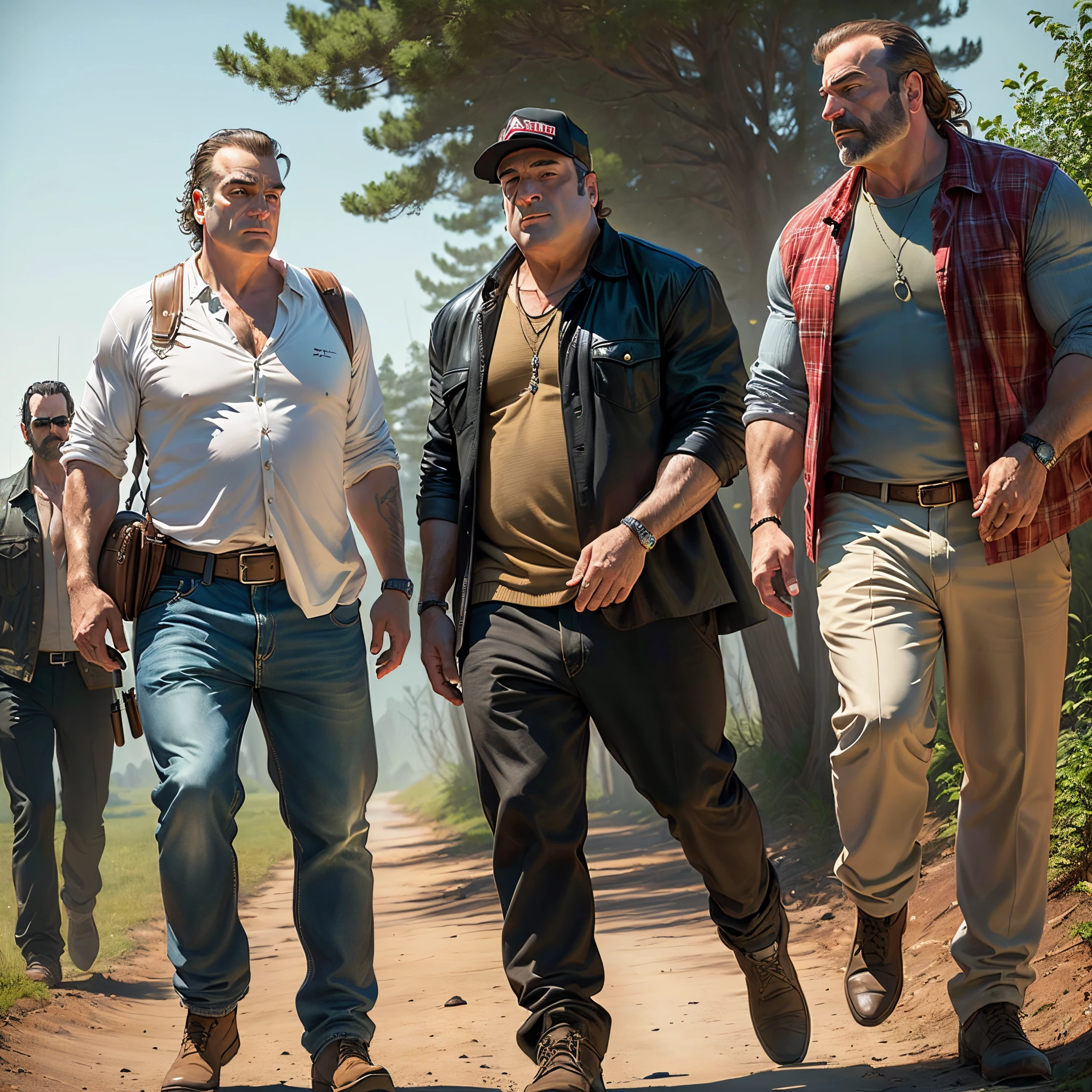 Tony Soprano hunting big foot with Rick Grimes and Brad Pitt
