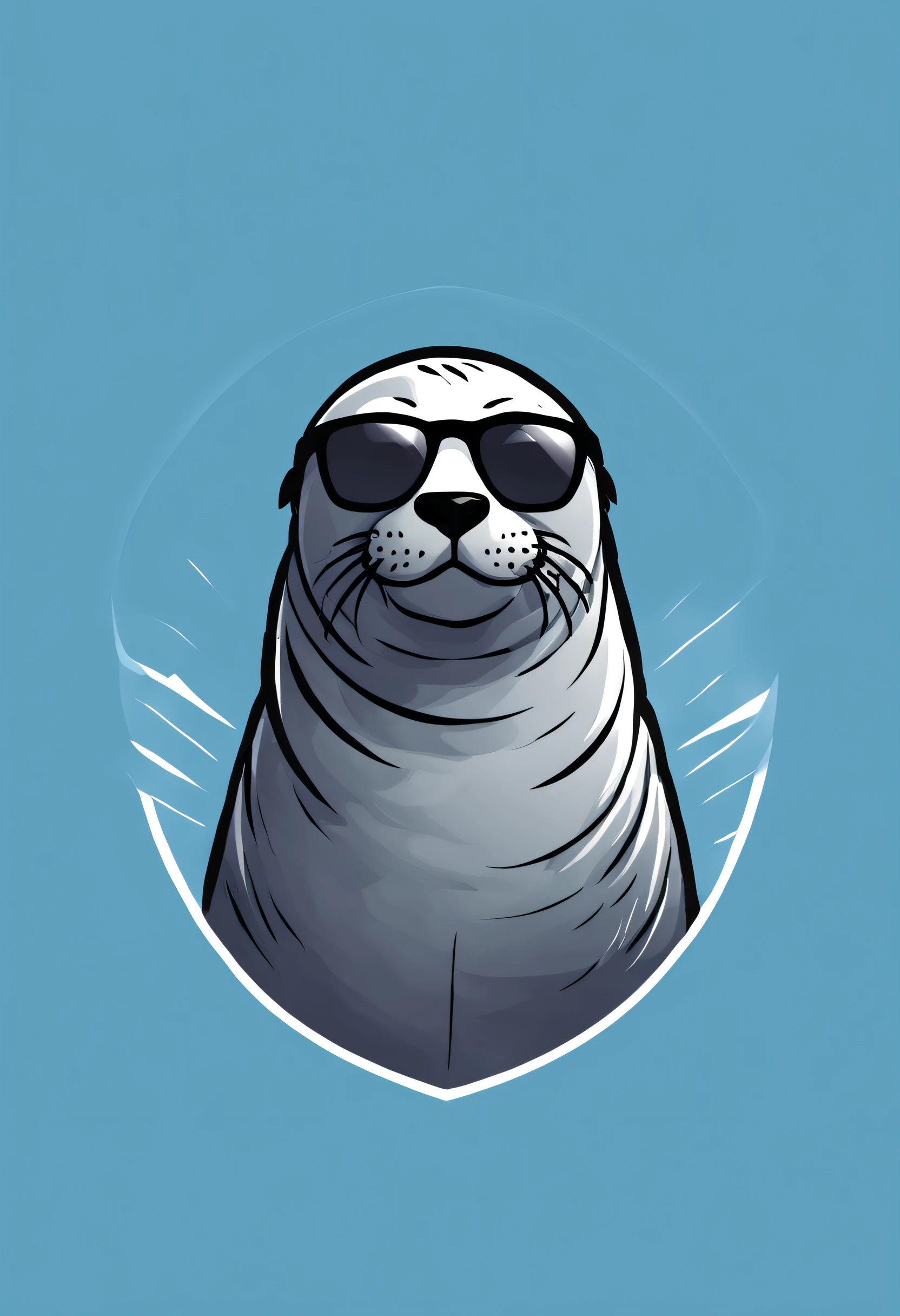 t-shirt design, a handsome seal with sunglasses , digital art by Jan Tengnagel, shutterstock contest winner, furry art, artwork, angular, art
