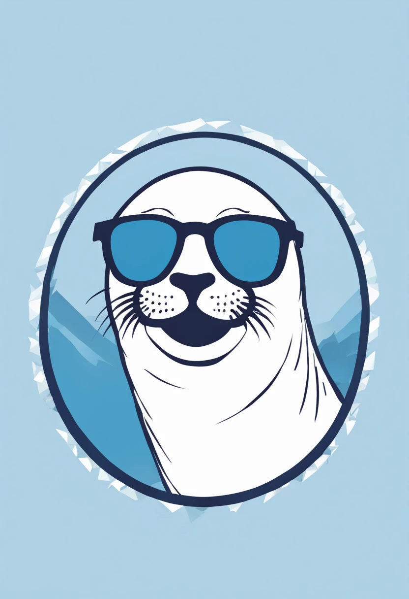 t-shirt design, a elegant seal with sunglasses , digital art by Jan Tengnagel, shutterstock contest winner, logo art, artwork, angular, art