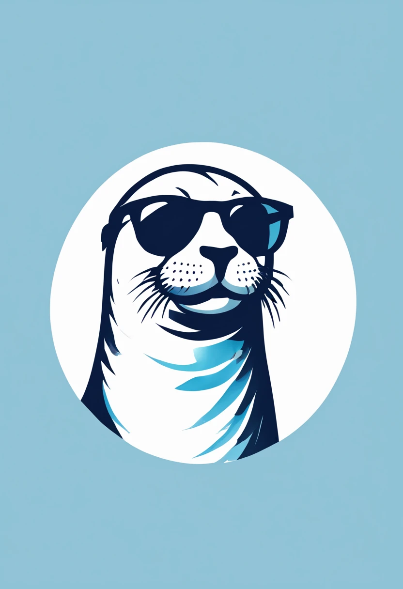 t-shirt design, a elegant seal with sunglasses  , digital art by Jan Tengnagel, shutterstock contest winner, logo art, artwork, angular, art