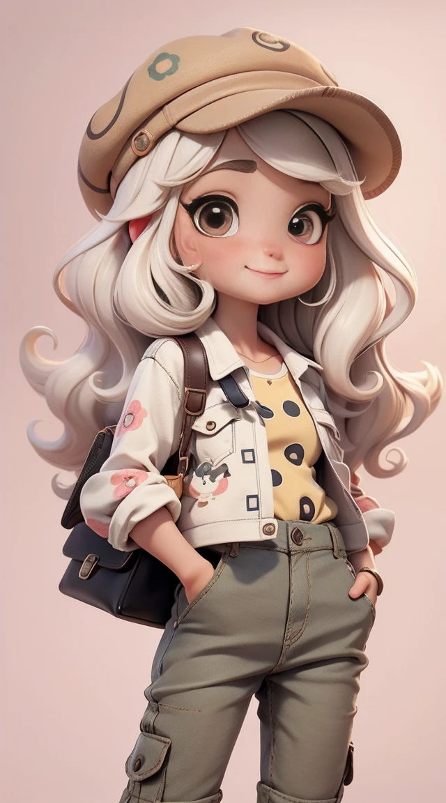Create a series of cute cute baby chibi style dolls with a cute safari theme, each with lots of detail and in an 8K resolution. All dolls should follow the same solid background pattern and be complete in the image, mostrando o (corpo inteiro, incluindo as pernas: 1.5)
Boneca Mini Safari: Chame-a de Marina. Ela deve ter cabelo pequeno em tom multicolorido. Seus olhos devem ser grandes e expressivos, with long eyelashes and rosy cheeks. Sorriso delicado e branco. Marina deve estar vestida com uma jaqueta, Camiseta, pants and an ornate safari hat. She must hold safari accessories. Certifique-se de adicionar detalhes nas roupas, such as buttons and pockets, sapato bonito
Certifique-se de adicionar sombras, texturas e detalhes nos cabelos, roupas, Safari utensils, to make them even more adorable and charming.