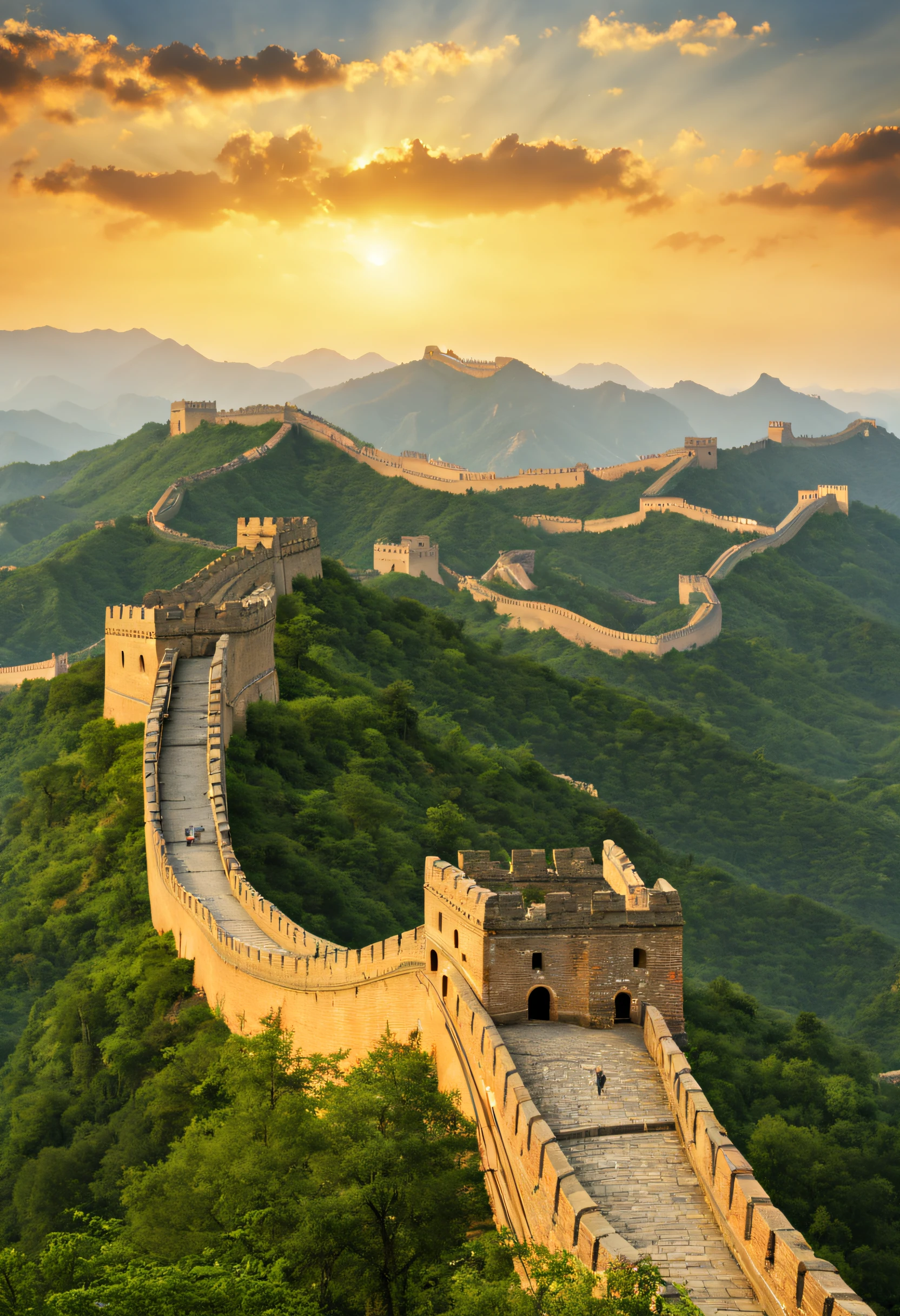 Express the Great Wall of China and the human eye in harmony.