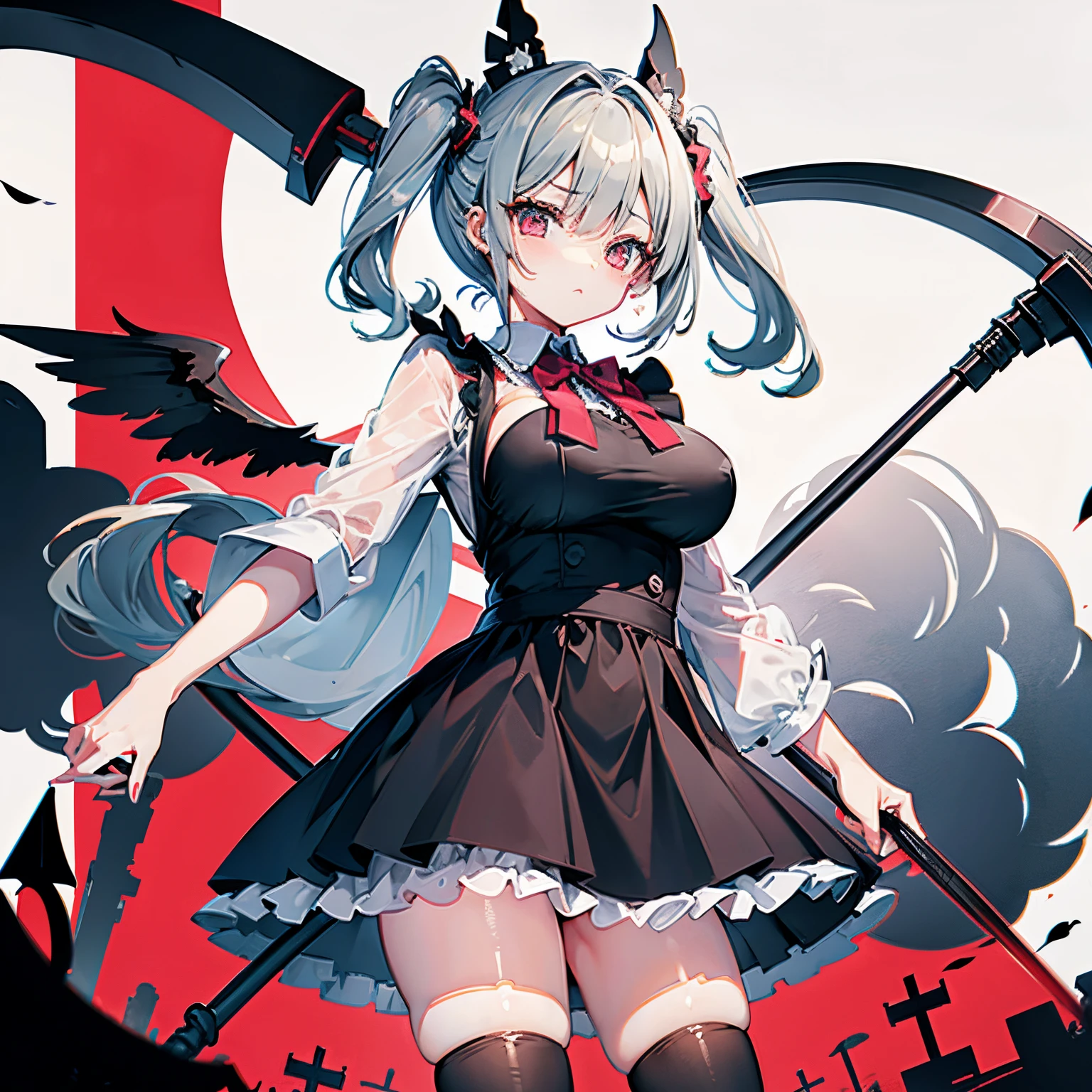 maid clothes s girl Katyusha kawaii faces large full breasts Grim Reaper's Scythe