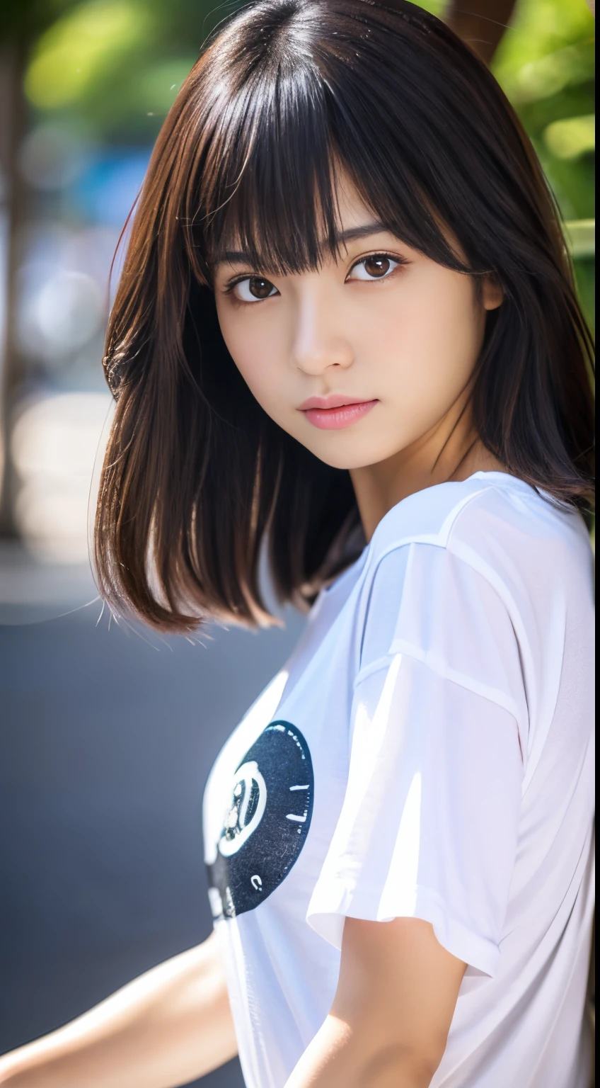 Stylish short sleeve top、Silky Hair、30-year-old woman(背景にWhite wall、Straight hair:1.4)、White wall、In front of the white door、(窓のあるWhite wallの部屋)、((highest quality、8k、masterpiece:1.3))、Ultra-high resolution、(photoGenuineistic:1.4)、RAW Photos、Japanese,(detailed aspects)、Genuine、Photographed in natural light、Highly detailed face and skin texture、Highly detailed lips、The correct state of the human body、Medium Hair、Black Hair、Mr..々Pause、Natural color lip、Shiny Hair、Don&#39;Don&#39;Don&#39;t look at the camera、profile