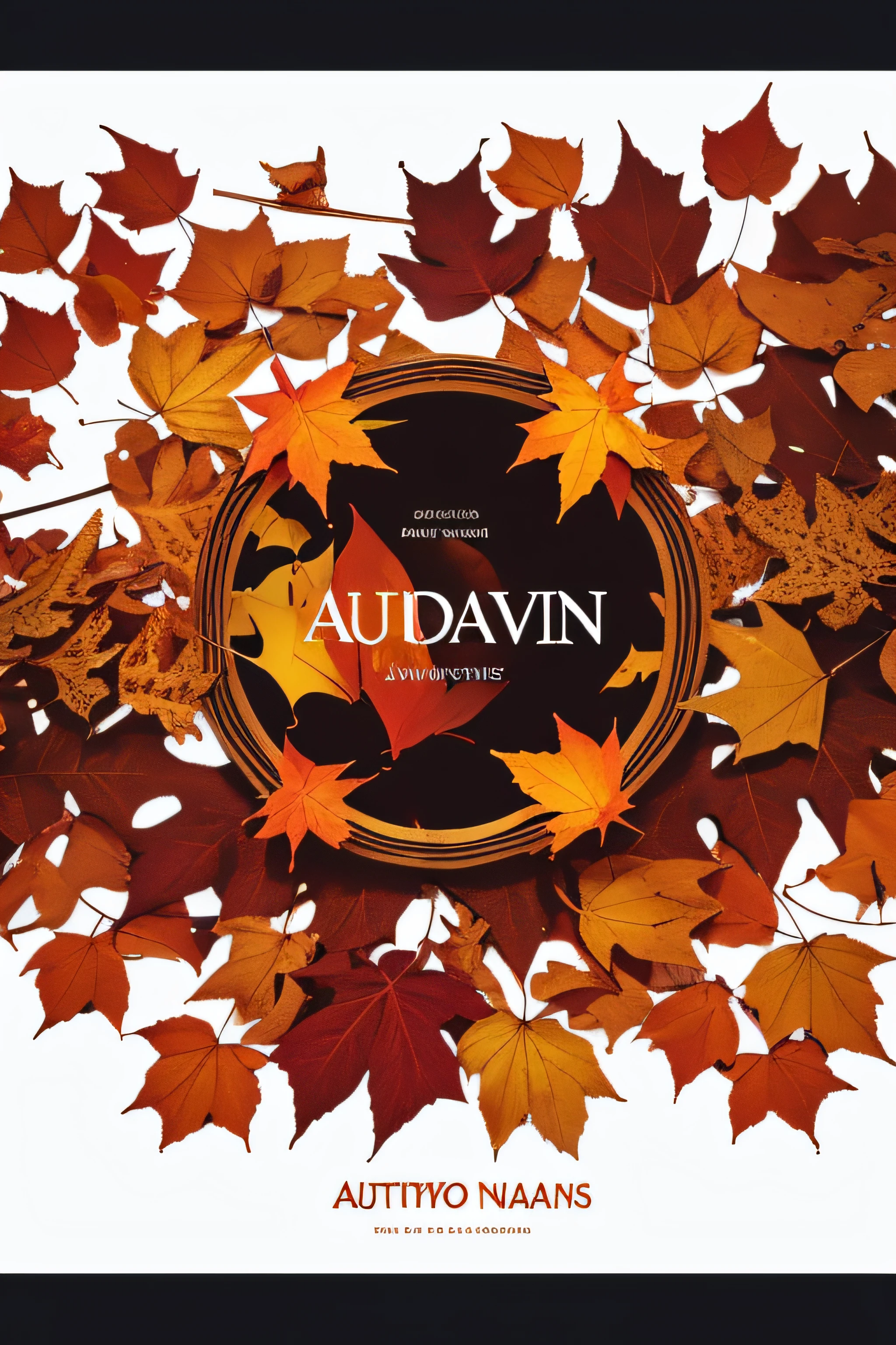 Close up of autumn leaves poster on white background, official artwork, top autumn leaves, place on top of autumn leaves, Cover art, detailed cover artwork, Official Poster Artwork, album art cover, some autumn leaves, crown of autumn leaves, Colored leaves, fresh