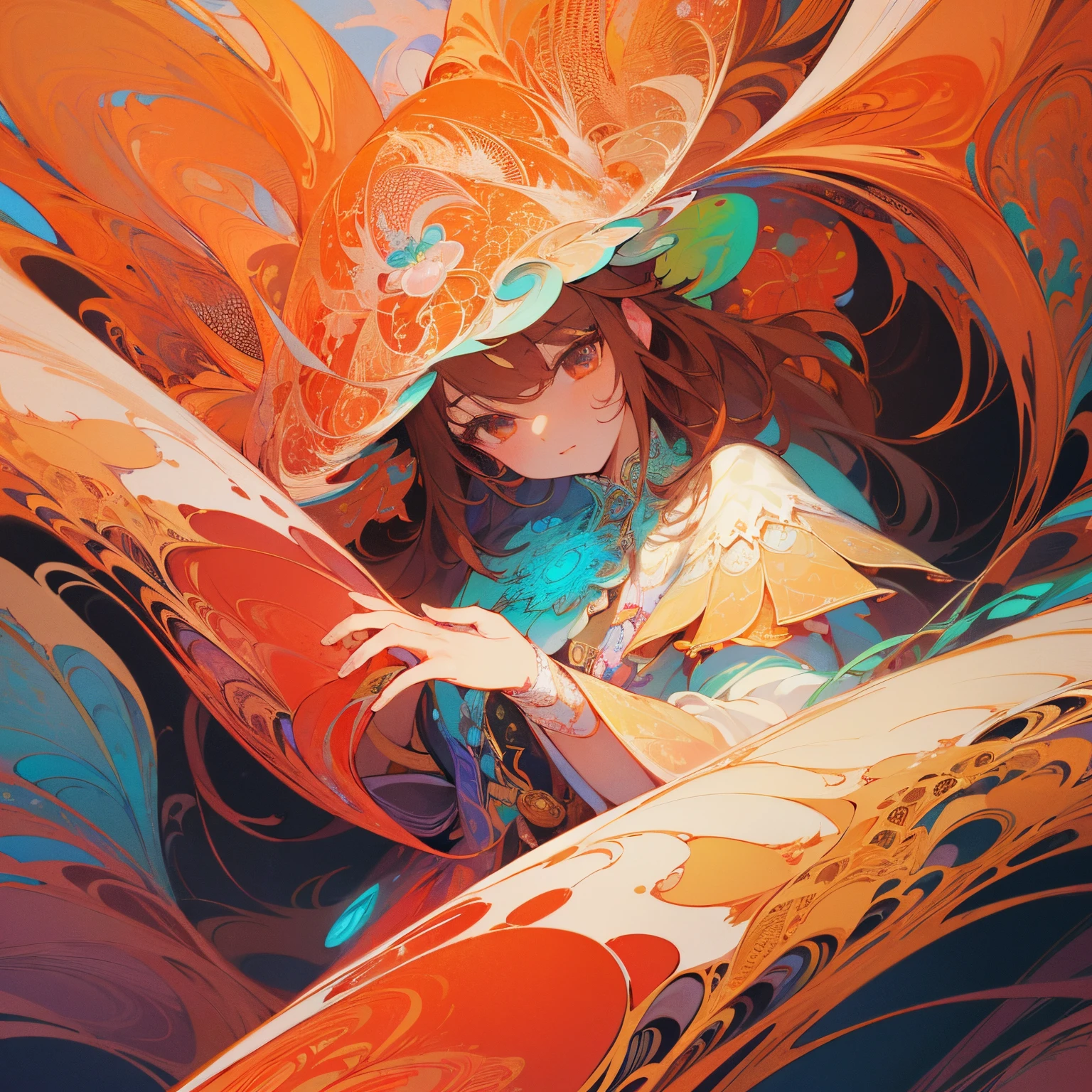 Golden-winged angel wearing a negligee(Little Girl:1.5)(Small body) (Orange Hair:1.5）(eyelash:1.2) (Mid-length hair:1.4), (Blue eyes)(Big Breasts:1.3)High Contrast 
