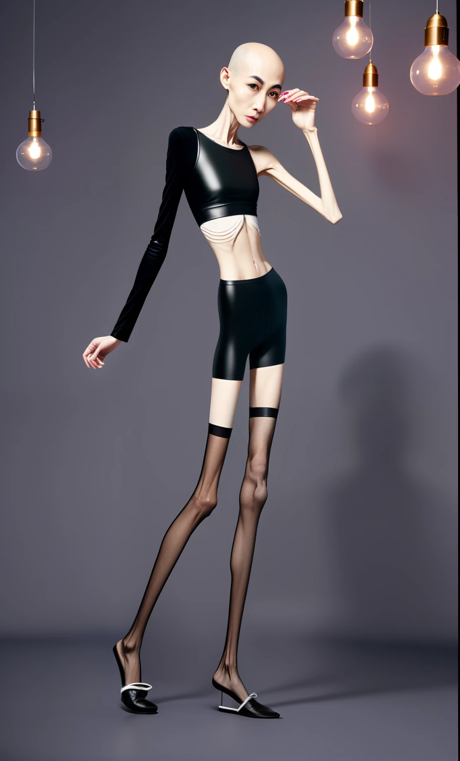 Skinny,emaciated,the ribs,sternum,鎖骨,pelvic bone,big breasts thin waist,Thin leg,slenderness,hunger