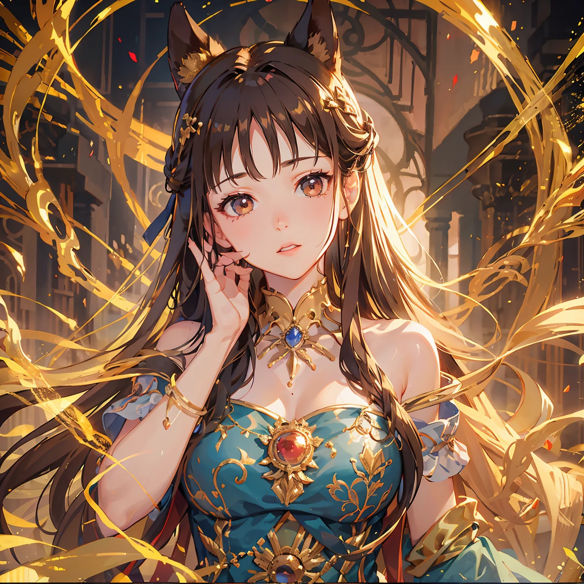 best quality, works, (realistic: 1,2), 1 girl, brown hair, brown eyes, Front, detailed face, beautiful eyes