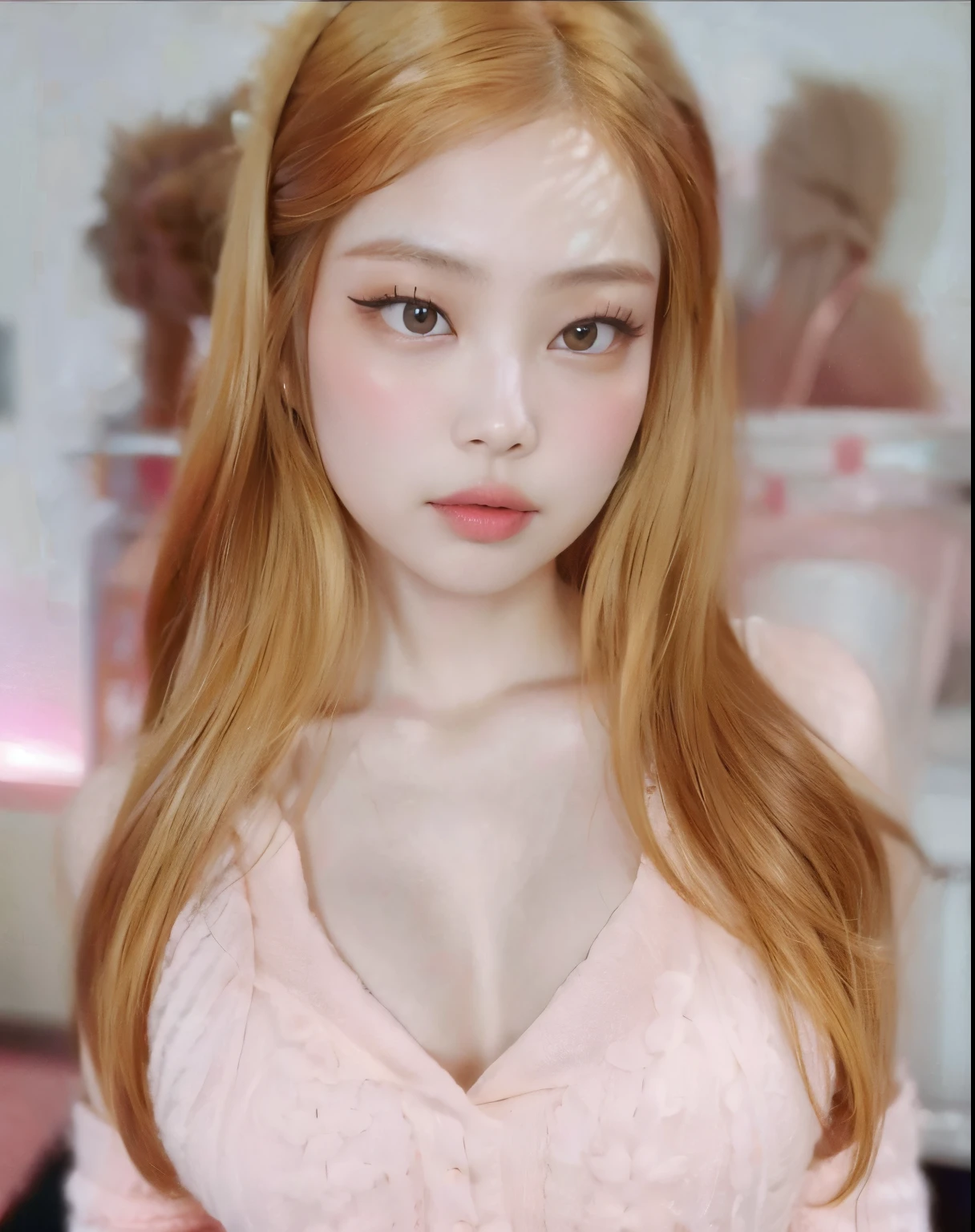 a close up of a woman with long hair wearing a blue dress, roseanne park of blackpink, blackpink jennie, portrait of jossi of blackpink, gorgeous young korean woman, lalisa manobal, jossi of blackpink, beautiful south korean woman, beautiful young korean woman, lalisa manoban of blackpink, korean girl, young adorable korean face, karina of aespa