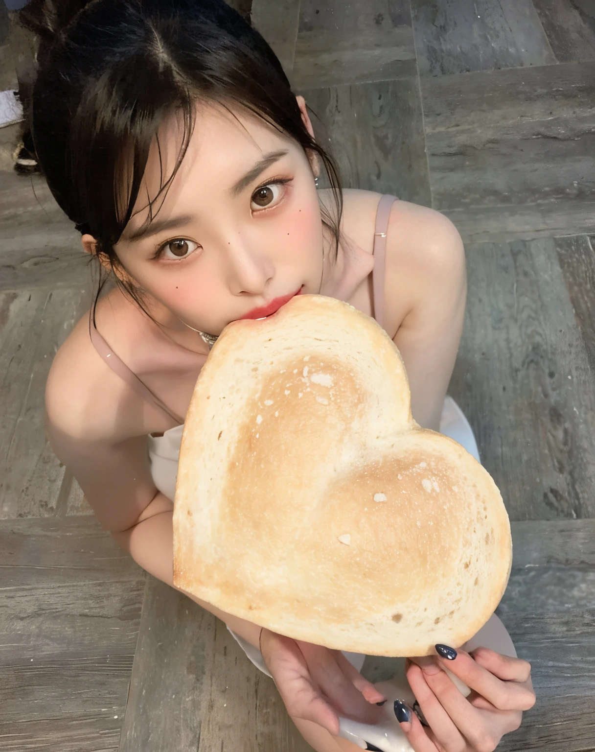 There is a woman holding a heart-shaped bread in her mouth., Kotegawa Yui, Acerca de Ishida, Kimi Takemura, Chiho Ashima, young thin gravure idol, Yoshitomo Nara, Causas de Yasumoto, young gravure idol, Kiko Mizuhara, Ayami, Eiko Ishioka