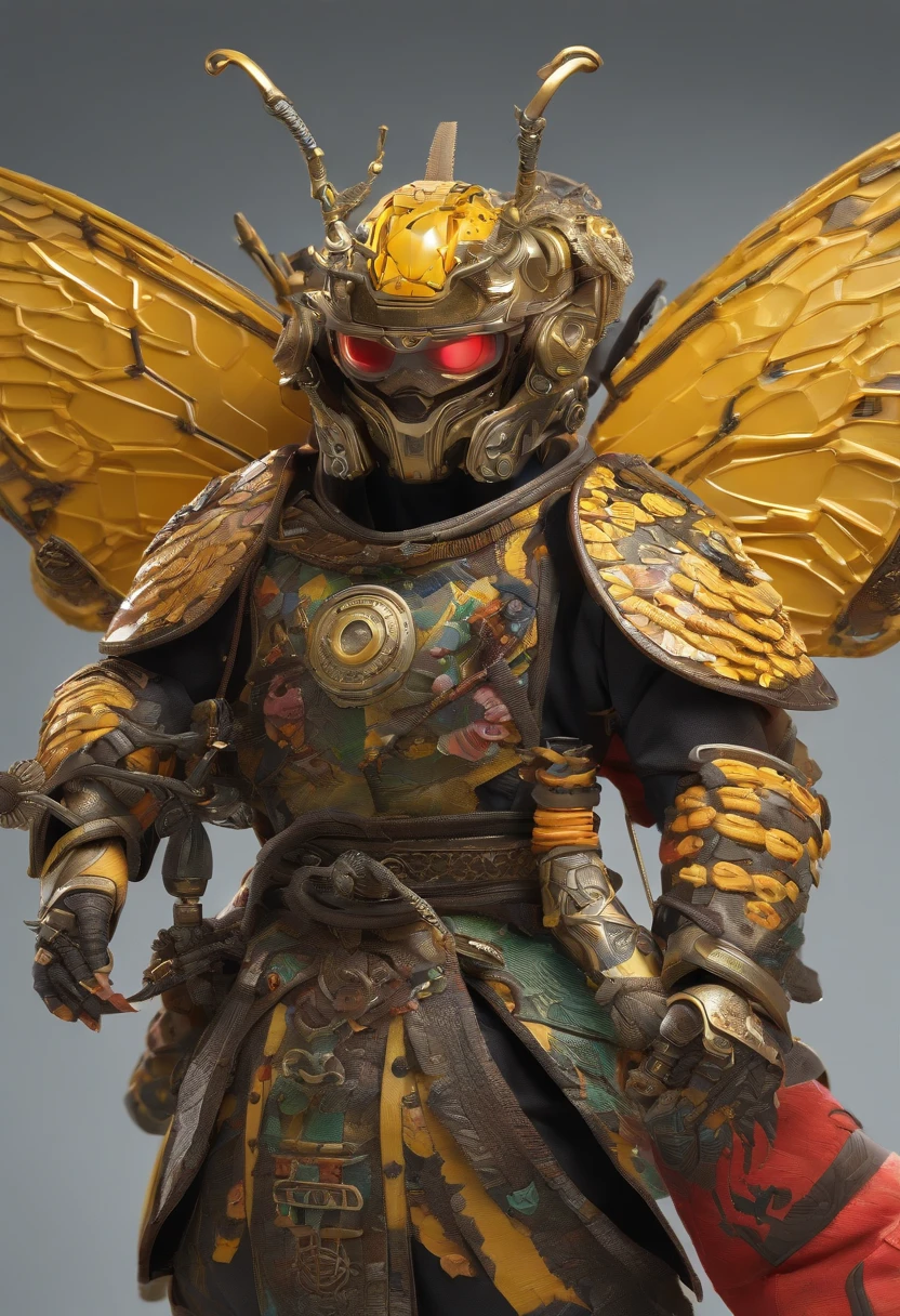 Envision a whimsical scene where a Bumblebee dons the attire of a fearless samurai warrior, embracing the fusion of nature and ancient martial prowess. Dive into extreme micro-details to capture the intricate elements of this imaginative character.

Highlight the Bumble Vee's exoskeleton, transforming it into a stylized samurai armor adorned with elaborate details. Emphasize the micro-details in its wings, incorporating patterns reminiscent of traditional Japanese textile designs to add a touch of authenticity.

Zoom in on the Bumble Vee's face, imagining a samurai helmet with intricate engravings, and expressive eyes that convey a mix of determination and whimsy. Capture the minute details in its antennae, transforming them into ornamental elements reminiscent of samurai topknots.

Consider the weaponry – perhaps a miniature katana held by the Bumble Vee, crafted with extreme detail to mirror the elegance of a samurai sword. Integrate other accessories such as tiny armor pieces, capturing the essence of a formidable and charming insect warrior.

This detailed prompt aims to inspire the creation of a whimsical and highly detailed depiction of a Bumble Vee dressed as a fearless samurai warrior, focusing on extreme micro-details to bring this imaginative character to life.