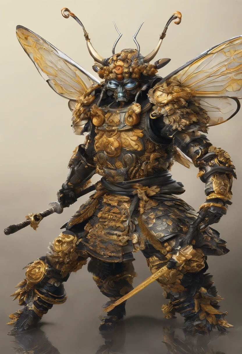 Envision a whimsical scene where a Bumblebee dons the attire of a fearless samurai warrior, embracing the fusion of nature and ancient martial prowess. Dive into extreme micro-details to capture the intricate elements of this imaginative character.
Highlight the Bumble Vee's exoskeleton, transforming it into a stylized samurai armor adorned with elaborate details. Emphasize the micro-details in its wings, incorporating patterns reminiscent of traditional Japanese textile designs to add a touch of authenticity.
Zoom in on the Bumble Vee's face, imagining a samurai helmet with intricate engravings, and expressive eyes that convey a mix of determination and whimsy. Capture the minute details in its antennae, transforming them into ornamental elements reminiscent of samurai topknots.
Consider the weaponry – perhaps a miniature katana held by the Bumble Vee, crafted with extreme detail to mirror the elegance of a samurai sword. Integrate other accessories such as tiny armor pieces, capturing the essence of a formidable and charming insect warrior.
This detailed prompt aims to inspire the creation of a whimsical and highly detailed depiction of a Bumble Vee dressed as a fearless samurai warrior, focusing on extreme micro-details to bring this imaginative character to life.