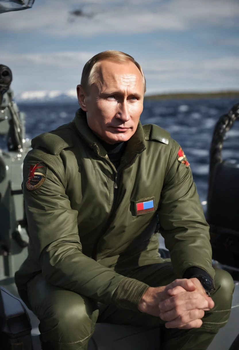 A photo of Putin piloting a submarine in the Arctic.,original,Vladimir Putin, the Russian President, presents a carefully crafted image: he is typically seen with a short, neat haircut and a lean, athletic physique, often dressed in suits that project an image of formality and power. His public persona is one of sternness and resolve, with a steely gaze and a rarely seen smile, adding to his aura of seriousness and determination.