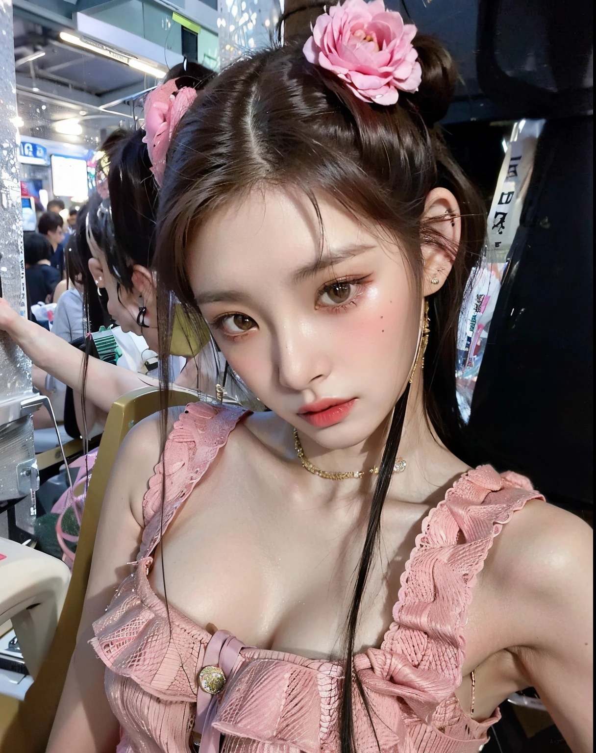 Hay una chica joven con el pelo rosa y un vestido rosa, Blackpink Jennie, Chiho, tzuyu de dos veces, Jossi de Blackpink, Yoshitomo Nara, peinado de coletas, Kiko Mizuhara, Yukii Morita, Xintong Chen, Peinado twintails, Harumi, ayaka, Parque Roseanne de Blackpink