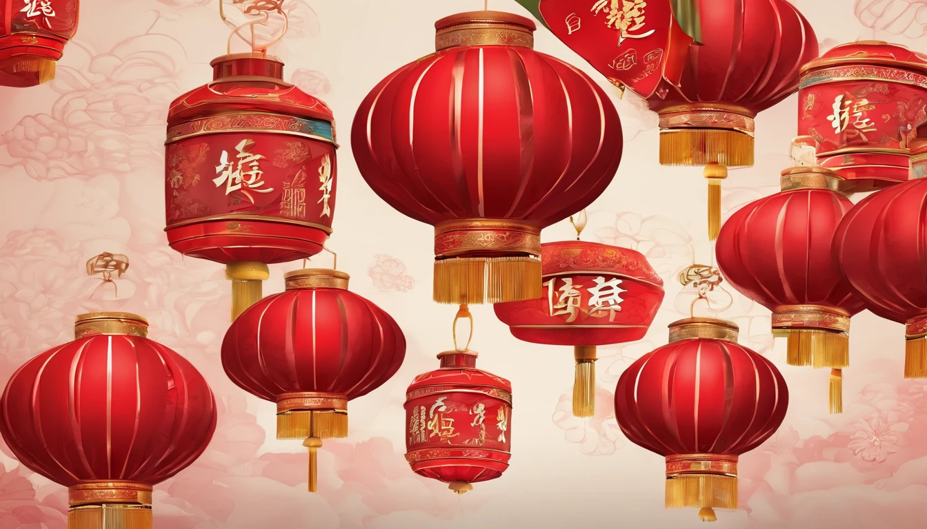 Very beautiful red lantern 3D,Lots of lanterns,Chinese New Year scene,Large depth of field perspective,No construction,Vivid effects and details,Excellent picture quality,A high resolution
