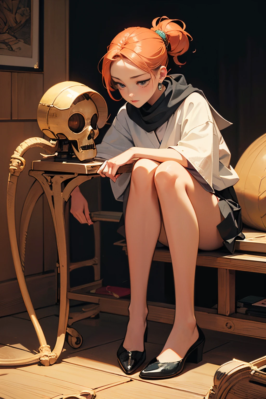 (Artwork of exceptional craftsmanship),(Detailed illustrations,(Art based on a very ideal anatomy),Very detailed and detailed drawing,Delicate lines with slow and rapid,(Realistic texture expression)),[Color tressed main line],[Shinjuku background at night],(HENTAI ANIME) (JapaneseNINJAGirl (Beauty) 15yo student) petite and muscular [Slim body] Short Bob Cut,([hornet] Orange Ninja Battle Armor) scarf [stall] ((Fitting rubber inner) [honeycomb] [edg]) hair adornments (Dull metallic luster:0.8),gravure [KUNOICHI],(Perfectly proportioned),(Fine and beautiful skin expression [realistic skin detail]),(Design built to the highest level,[Advanced structural understanding of materials],Ideal color coordination),(Intricate and beautiful decoration (Dense detail)),(More on shiny hair),[Perfect hand details],(Beautiful perfect face [Realistic face details]),[Clear gaze],[long and beautiful eyelashes],[Perfect eye details (Eyes beautifully drawn down to the smallest detail)],(detaileds,high-detail),((Precision Detail),[multi-layer texture],HighQuality,hight resolution),[(Accurate simulation of light-material interactions),Understanding Airflow,Mechanically correct representation],[Visual art that conveys a sense of narrative] [Full body like],[[Desaturation]].