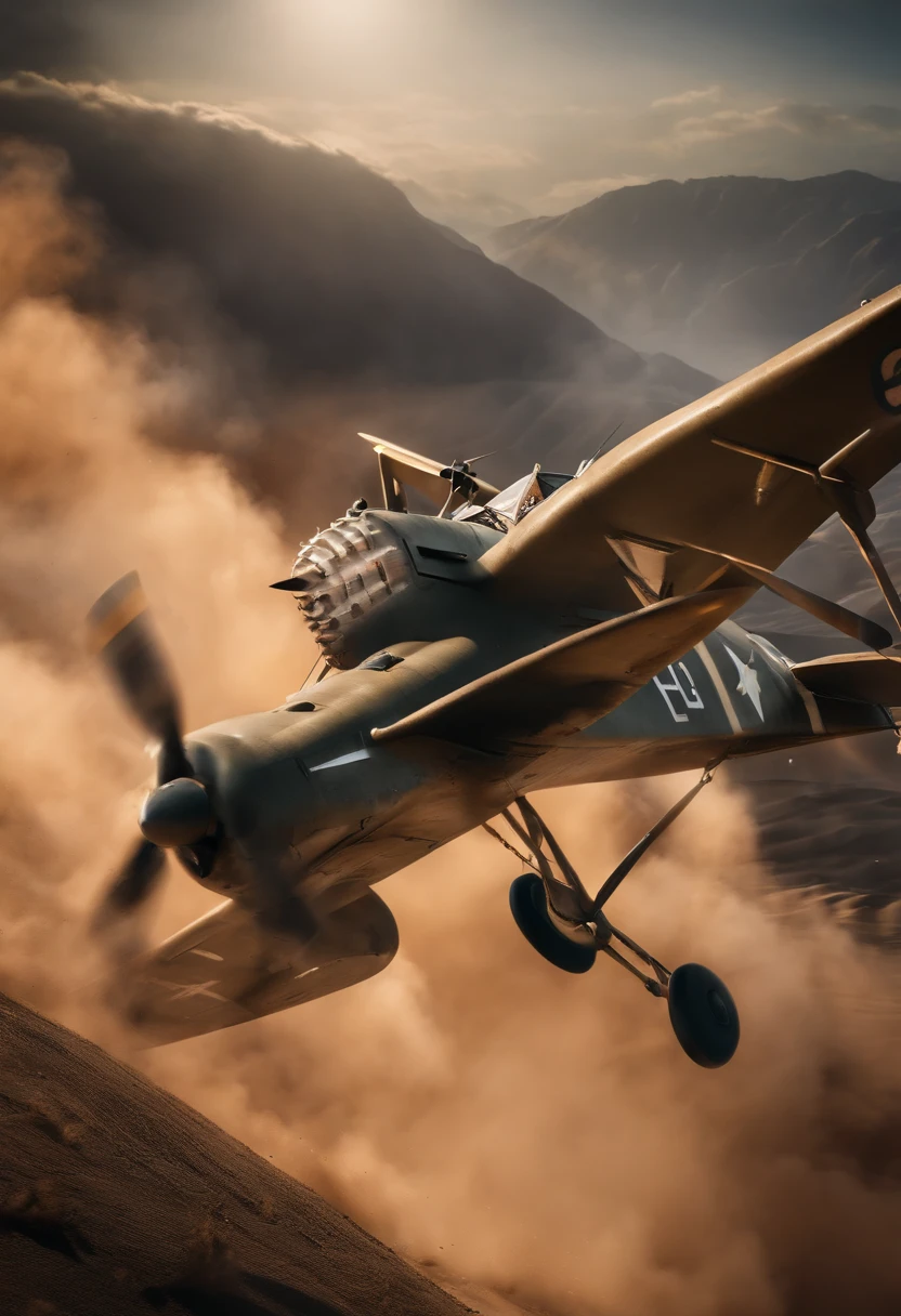 Sand table scene of the air raid on Chengdu in 1940，Ki-21-Ia 97 heavy blaster，I-15 bis，Unreal Engine5,ray traycing， motionblur, 电影灯光, hyper HD, Best quality at best, high detal