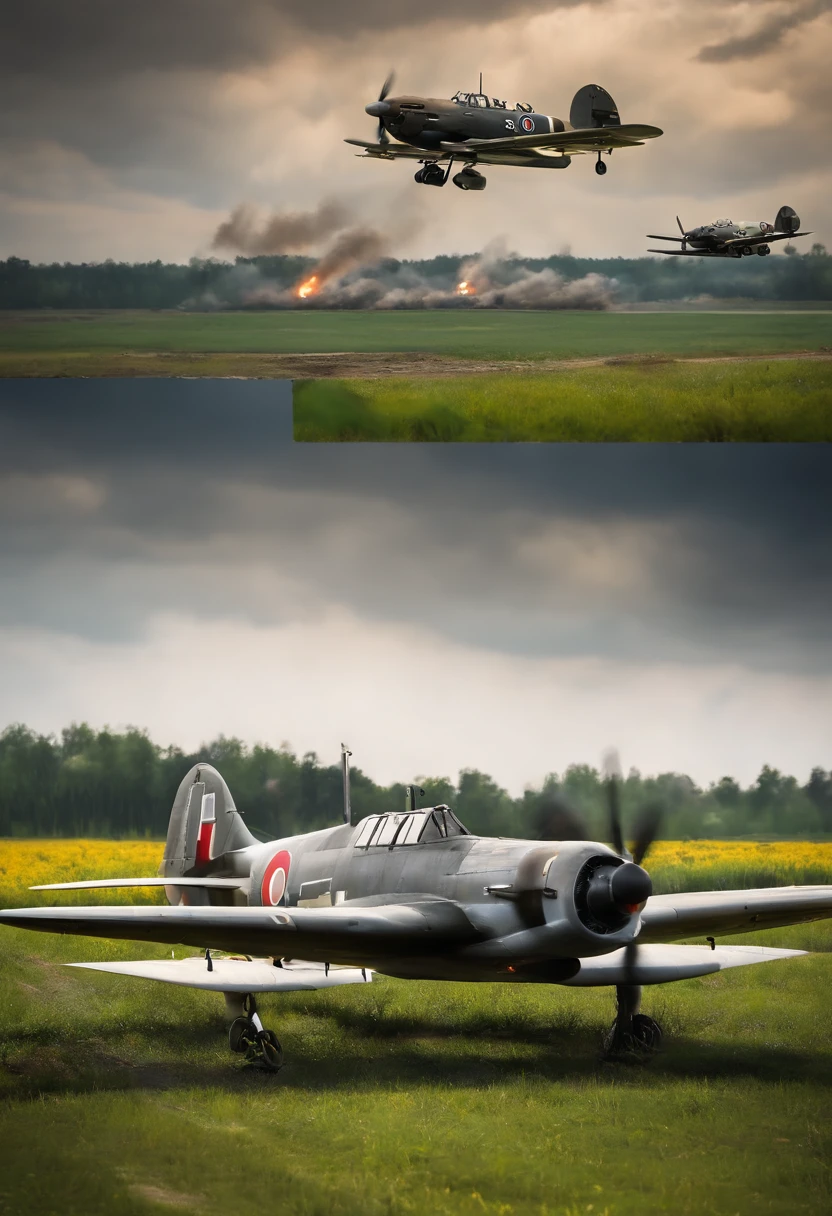 Scenes of air raids on Chengdu in 1940,Ki-21-Ia 97 heavy blaster,I-15 bis,Unreal Engine5,ray traycing, motionblur, 电影灯光, hyper HD, Best quality at best, high detal