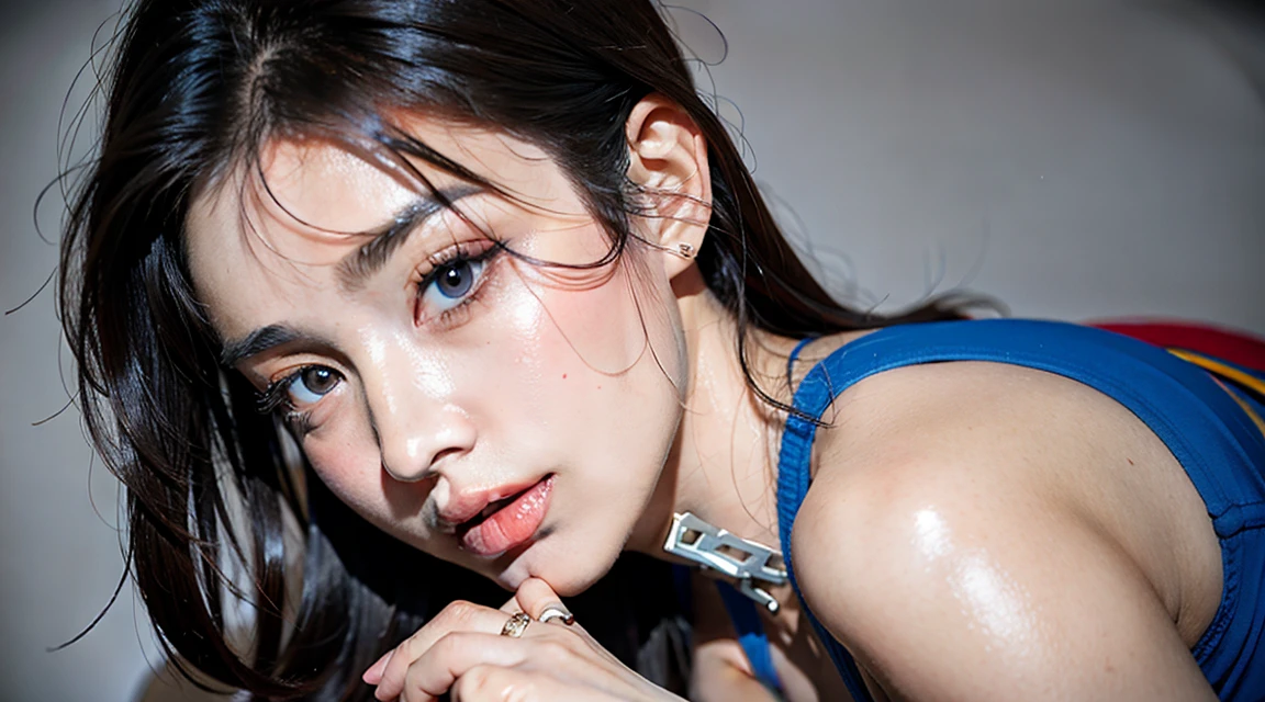 ((best quality)), ((masterpiece)), (detailed), perfect face, silver white hair, black eyes, lips, sexy clothes, realistic, 30 years old, Asian, perfect body, perfect hands, desert, full body potrait 