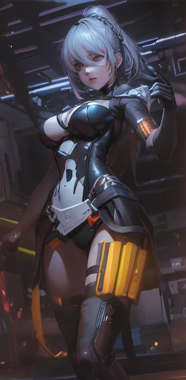 Female cyborg,fantrome,Anime Girl,Posing,Sitting,Fighter,,Ass,busty,Pubic hair,Glamour,Psychedelic Costume,Armored,Cyberpunk dystopian girl,Fantastic dystopia,Dystopian landscape,bladerunner,Ghost in the Shell,Photorealistic,Psychedelic and colorful tones,Posing,Armed,guns,arma,masutepiece,Detailed,8K,NSFW