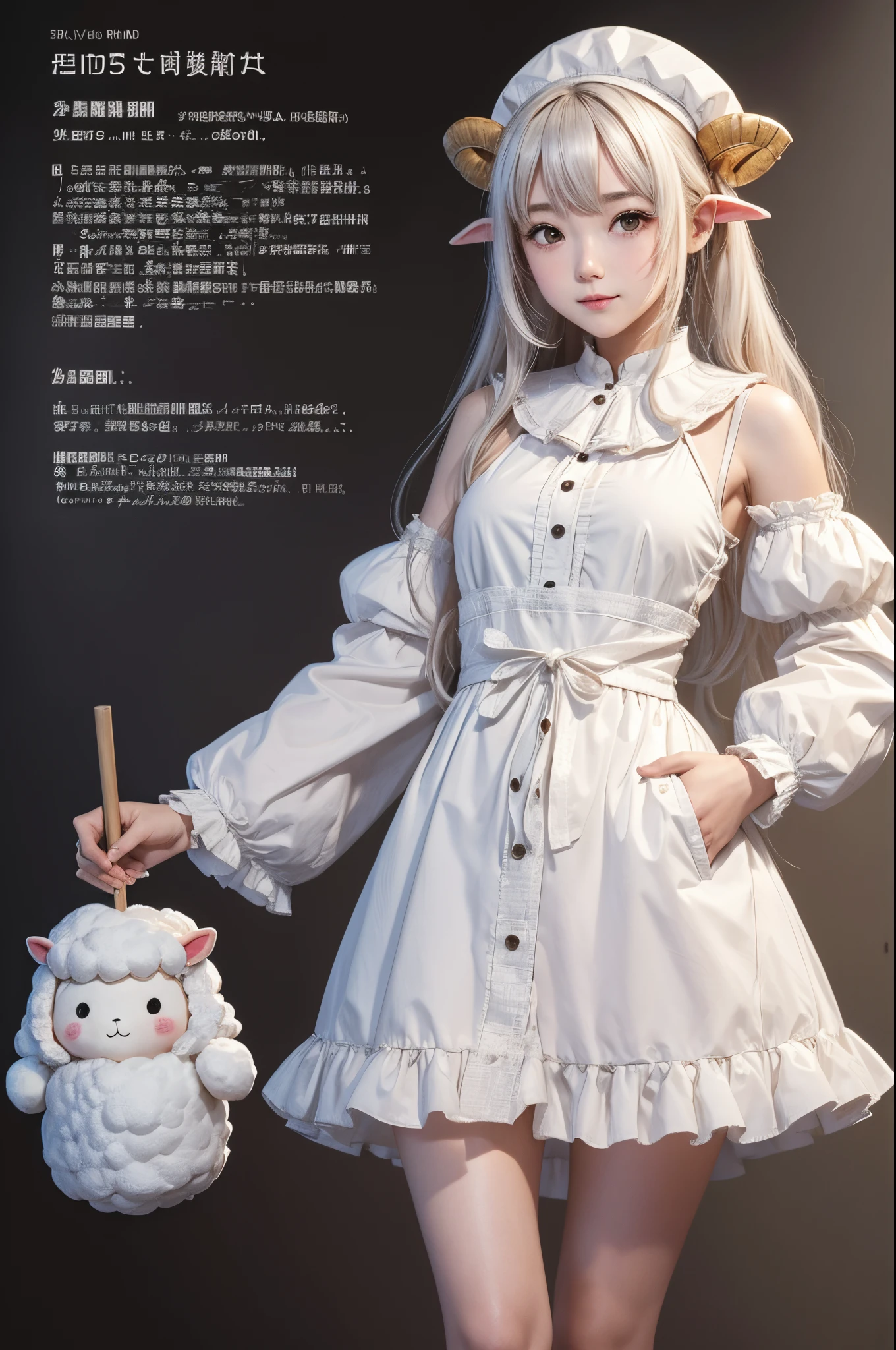 (On parchment paper character sheet)、FULL BODYSHOT、Long shot of a cute fluffy white humanoid sheep bandit、Old parchment paper character sheet Highly detailed photorealistic realistic sketch in 24k resolution、rough sketch、A mix of bold dark and loose lines、Bold lines、humanoide、central、Focus on character、fluffy sheep feet、 Rough battle wears a dusty cute face。