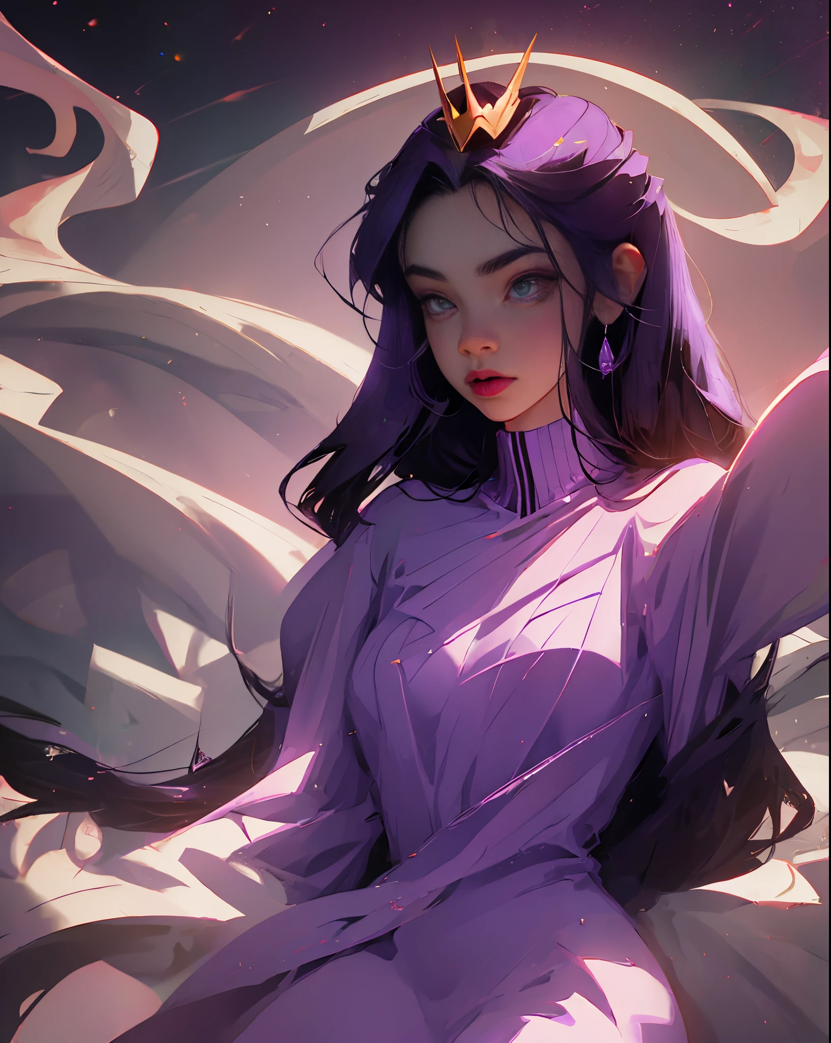 Anime girl with purple hair and a crown on her head - SeaArt AI