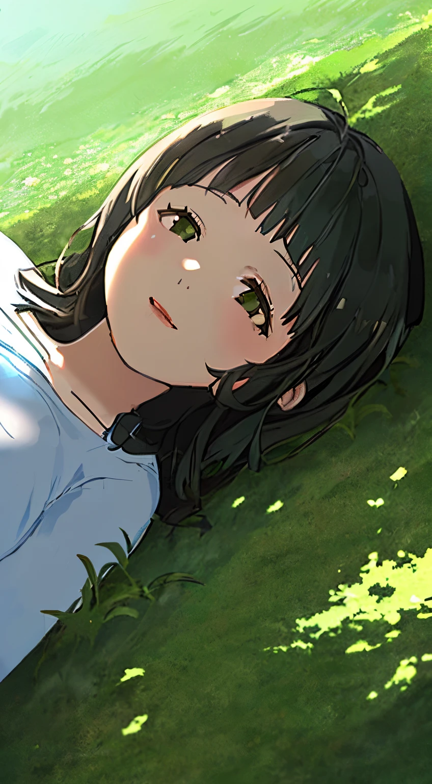 Girl lying on the grass