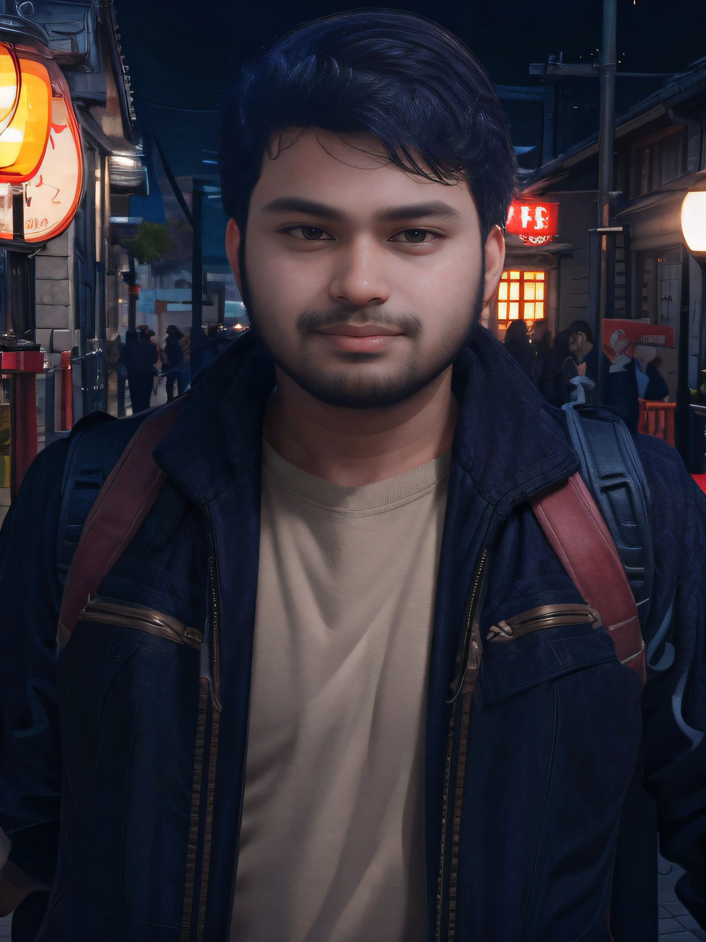 Indian guy, a Handsome man, long beard, 30 years, watch, blushing,  Clear lighting, 8k, big cheeks, posing for a photo, cinematic, happy face, ultra high res, Photorealistic1.4, UHD, closed mouth, blush, cinematic lighting, high quality, award-winning, best quality, highres, 16k, masterpiece, 16k, 8k, best quality, highres, textured skin, UHD, masterpiece,