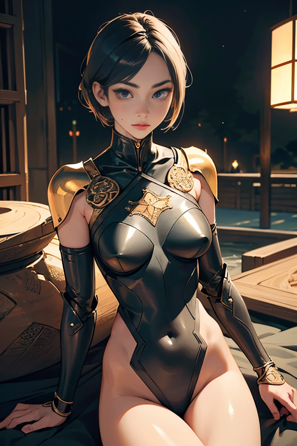 (Artwork of exceptional craftsmanship),(Detailed illustrations,(Art based on a very ideal anatomy),Very detailed and detailed drawing,Delicate lines with slow and rapid,(Realistic texture expression)),[Color tressed main line],[Shinjuku background at night],(HENTAI ANIME) (Japanese NINJA Girl (Beauty)  student) petite and muscular [Slim body] Short Bob Cut,([hornet] Orange Ninja Battle Armor) scarf [stall] ((Fitting rubber inner) [honeycomb] [edg]) hair adornments (Dull metallic luster:0.8),gravure [KUNOICHI],(Perfectly proportioned),(Fine and beautiful skin expression [realistic skin detail]),(Design built to the highest level,[Advanced structural understanding of materials],Ideal color coordination),(Intricate and beautiful decoration (Dense detail)),(More on shiny hair),[Perfect hand details],(Beautiful perfect face [Realistic face details]),[Clear gaze],[long and beautiful eyelashes],[Perfect eye details (Eyes beautifully drawn down to the smallest detail)],(detaileds,high-detail),((Precision Detail),[multi-layer texture],HighQuality,hight resolution),[(Accurate simulation of light-material interactions),Understanding Airflow,Mechanically correct representation],[Visual art that conveys a sense of narrative] [Full body like], thigh gap,[[Desaturation]].