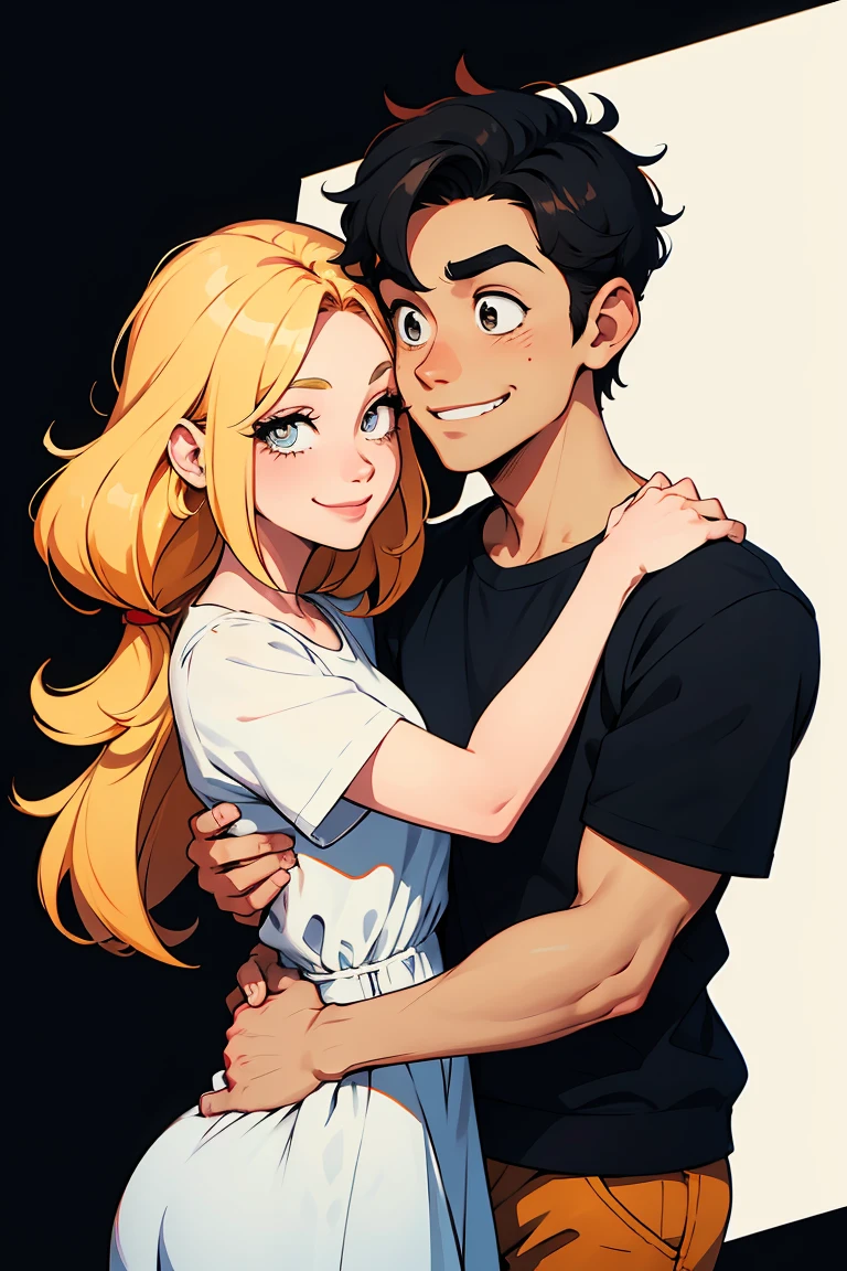 Image of a man and a woman hugging, Cartoon Artstyle, Digital cartoon painting art, Cartoon digital painting, Lovely couple, Cartoon art style, smiling couple, Cartoon style illustration, Cartoon digital art, Happy Couple, Cartoon Art, Digital Art Caricature, Disney Art Style, Realistic Art Style, Stylized 3D Render, Disney Artstyle