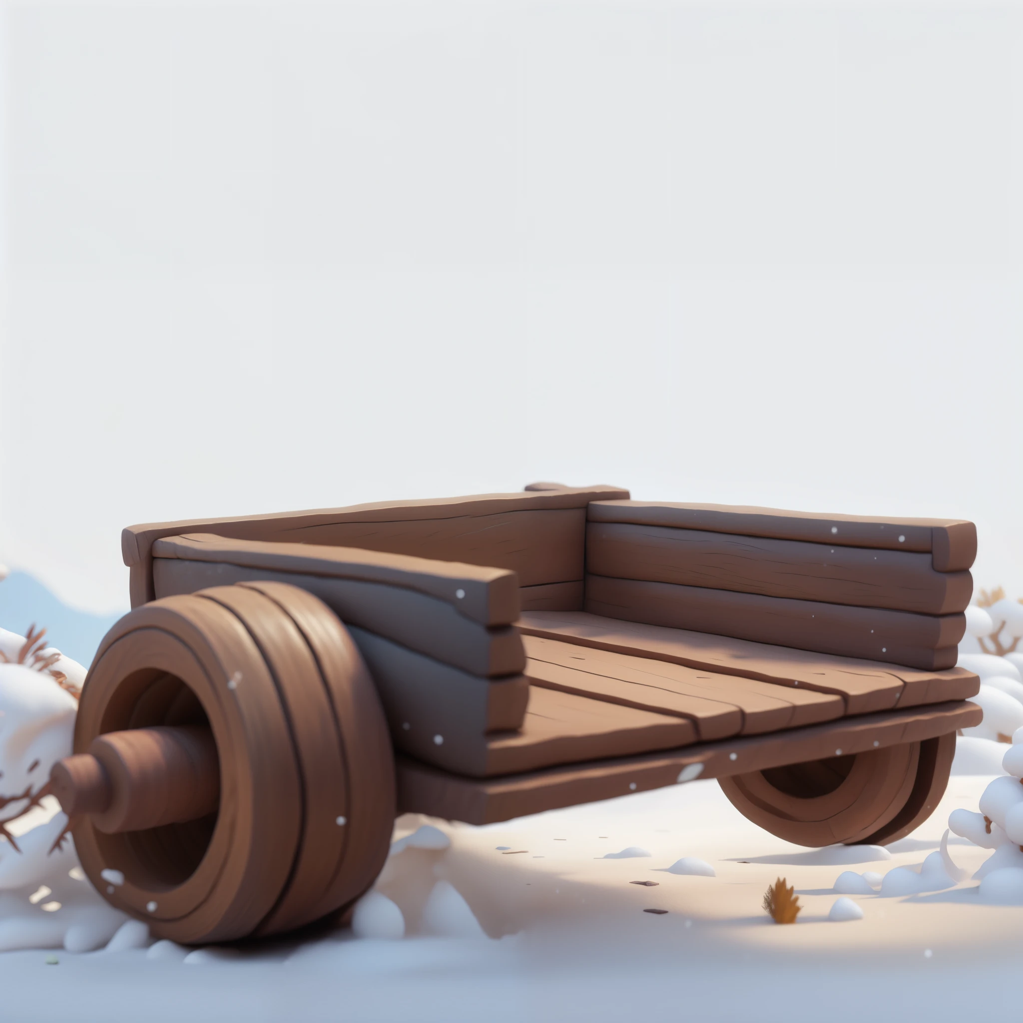 in the snow,1 wooden cart