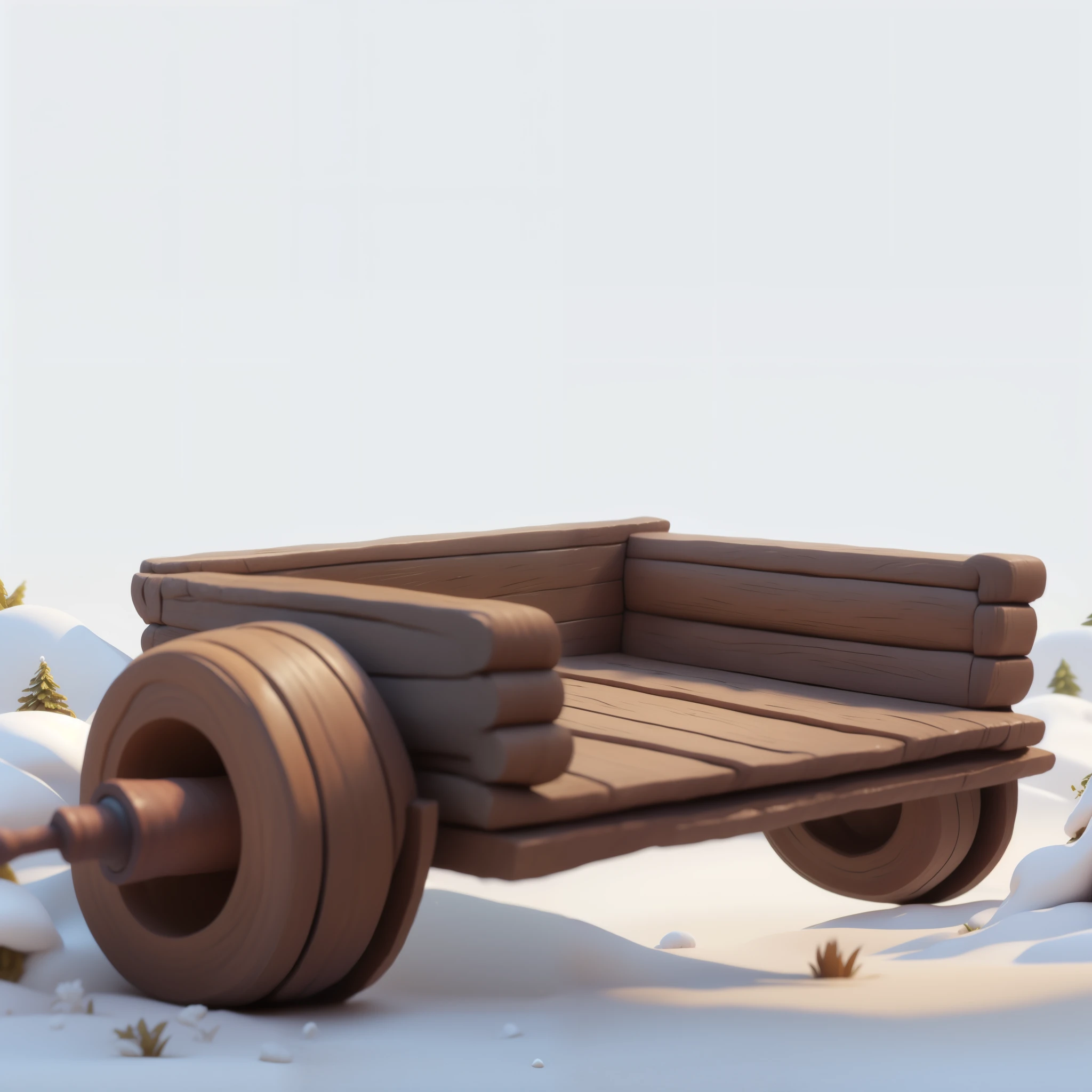 in the snow,1 wooden cart