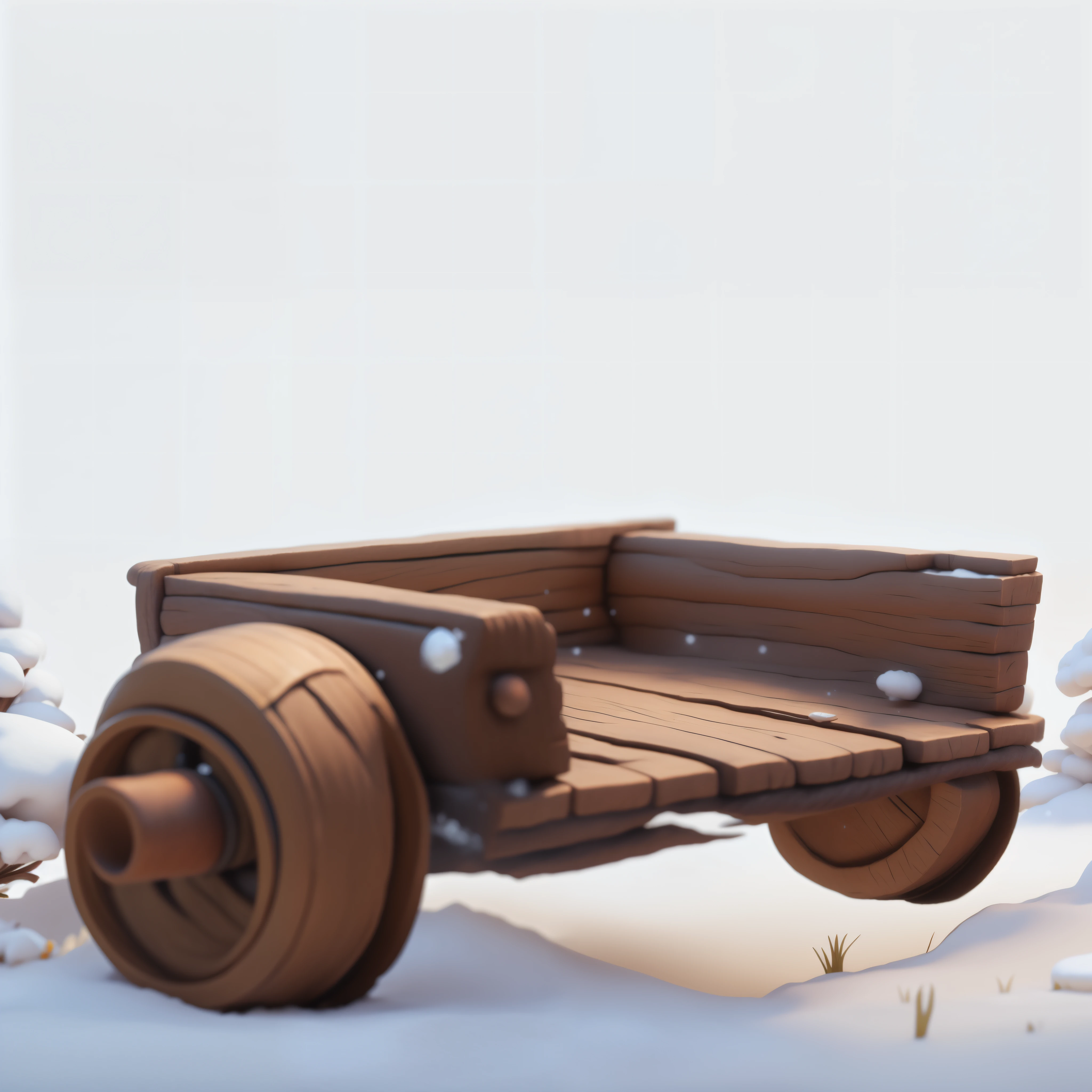 in the snow,1 wooden cart
