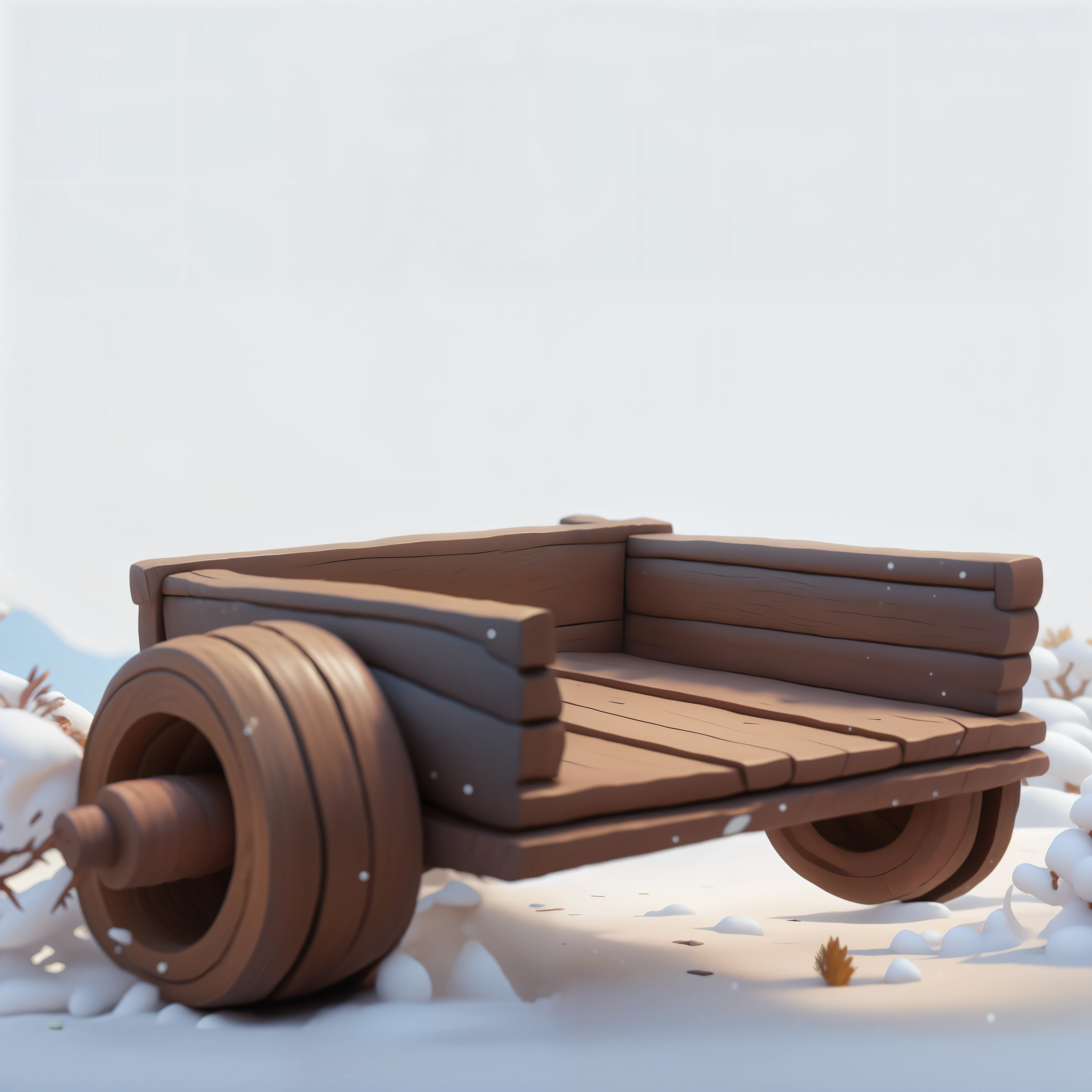 in the snow，1 wooden cart