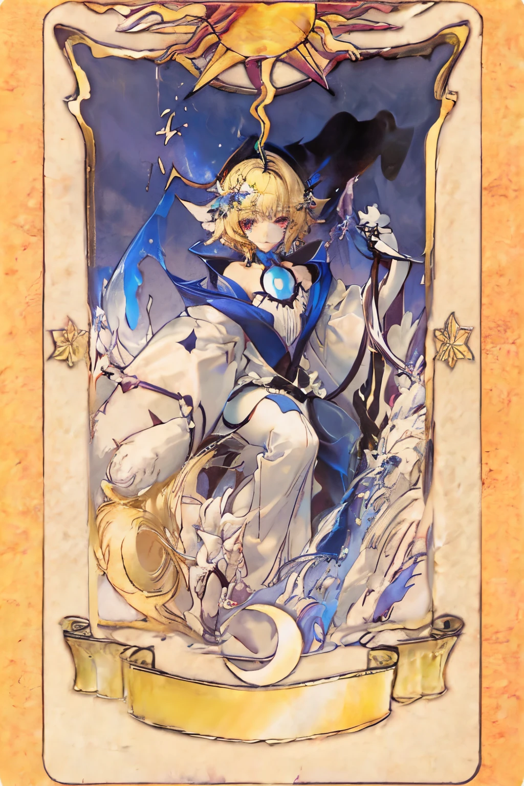 Deities々Right、The card、Beautiful fece、Fantastic、Top image quality、Wizard of Light、A beautiful saint is depicted,very elaborate painting、Blonde with white as the base color