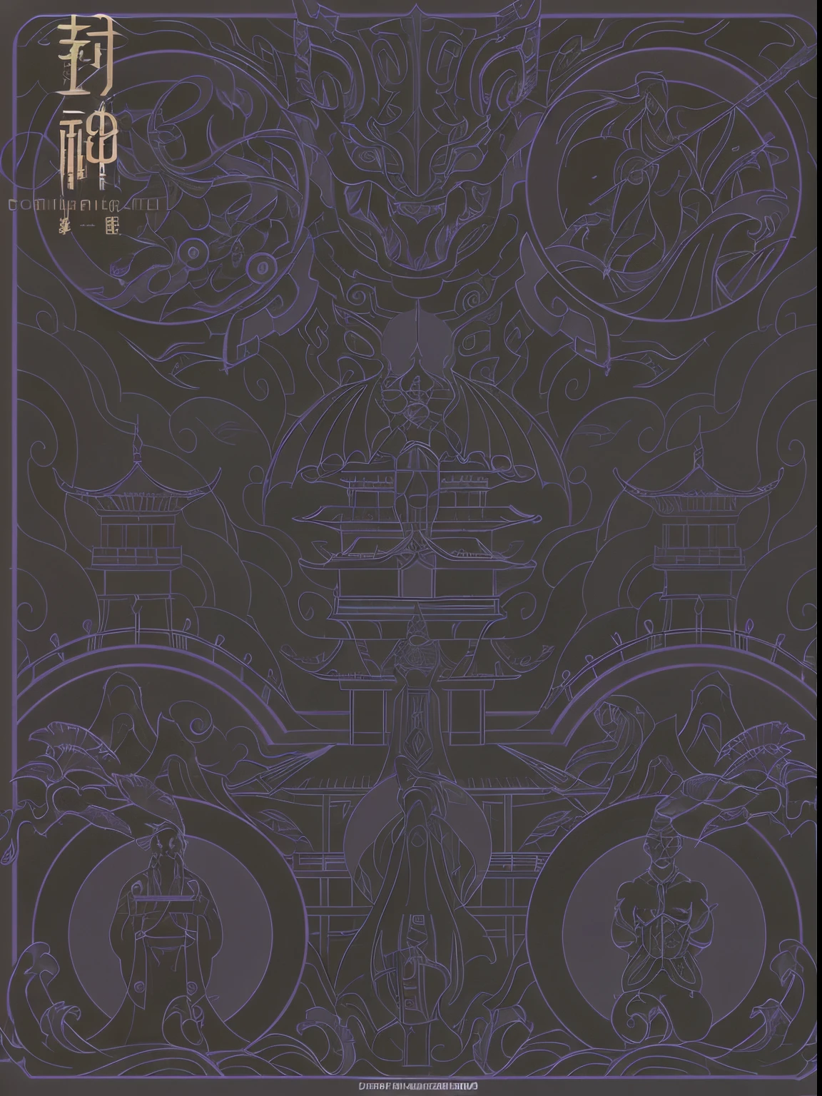 Close up of poster with building design, Detailed cover image, Highly detailed official artwork, Extremely detailed lines, Official poster artwork, Very detailed cover art, album cover concept art, ornate border + concept-art, Inspired by Kanebo, Very detailed lines, detailed linework, hyper detailed line art, Artistic cover
