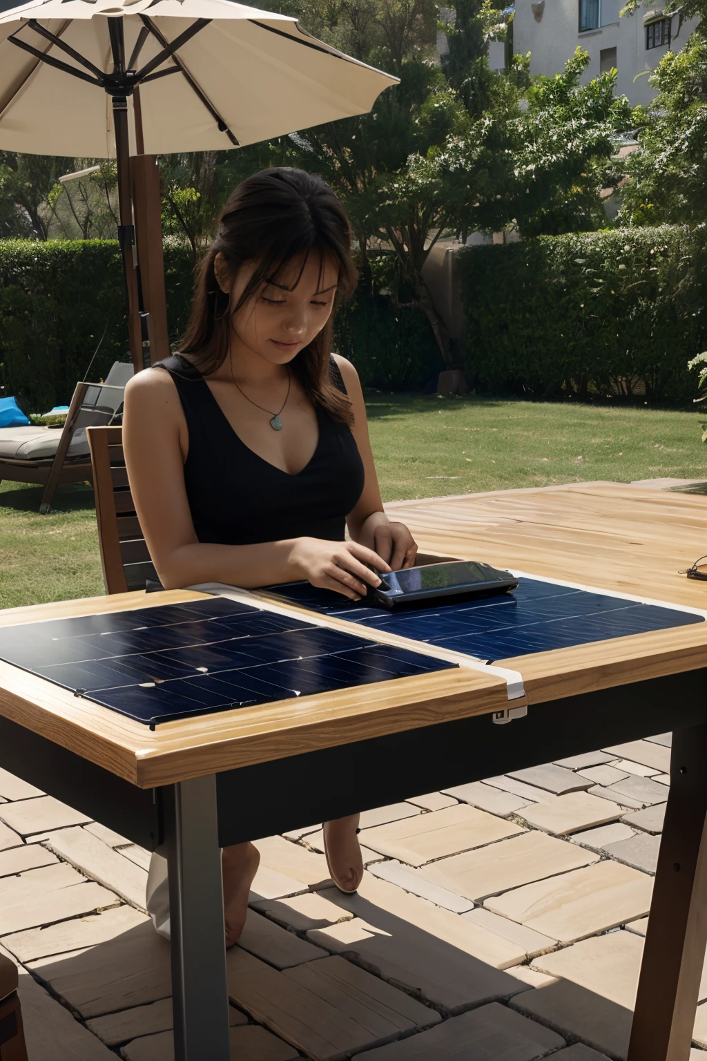 High-tech and environmentally friendly table，Can use solar energy to charge electronic products on the table