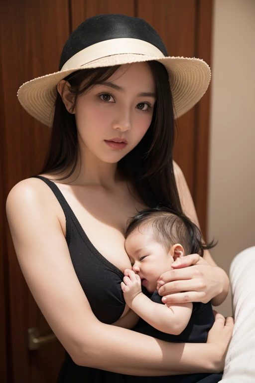 30 year old sexy mother breastfeeding