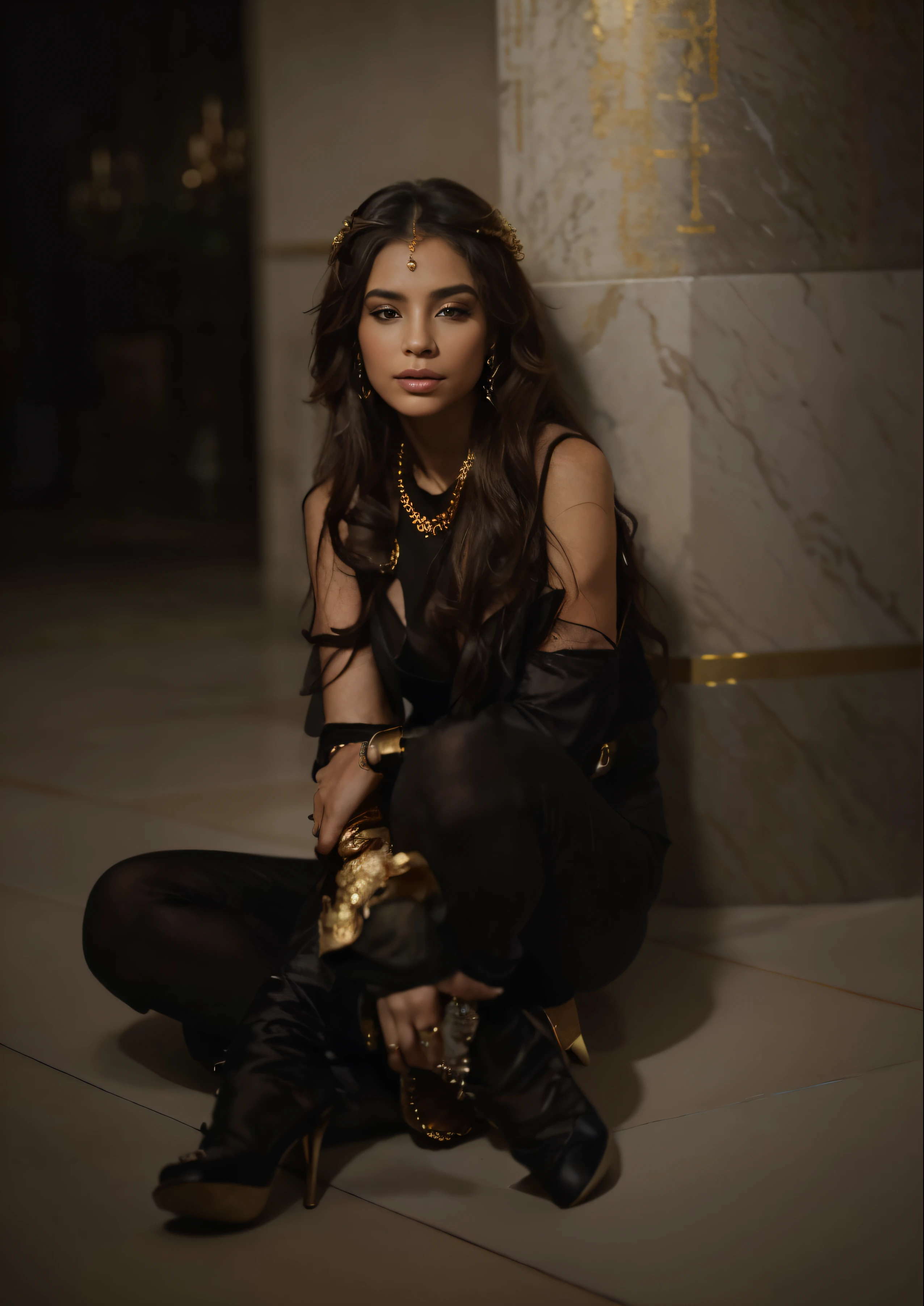 (Best quality, 8k, 32k, Masterpiece, UHD:1.2),"Create an opulent and lavish scene set in a place adorned with lavish gold and diamonds, exuding luxury and grandeur. The setting should feature intricate details of ornate decorations, glistening gems, and opulent furnishings. Employ dramatic cinematic lighting that accentuates the richness of the scene, casting deep shadows and highlighting the sparkling allure of gold and diamonds. Emphasize the grandiosity and splendor of the environment, ensuring a visually stunning composition that immerses the viewer in an atmosphere of extravagance and wealth."