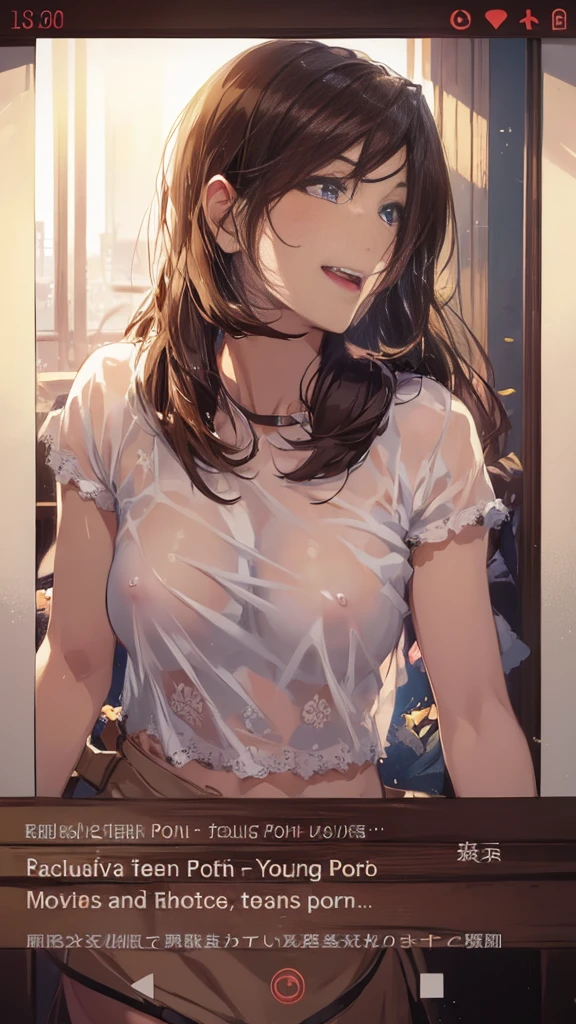 (masutepiece, Best Quality), extra detailed face, Eyes with beautiful details, of the highest quality, brunette hair, Beautiful face, one man one girl, nipple