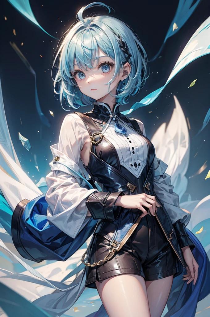 mystical、lightblue hair、short-hair