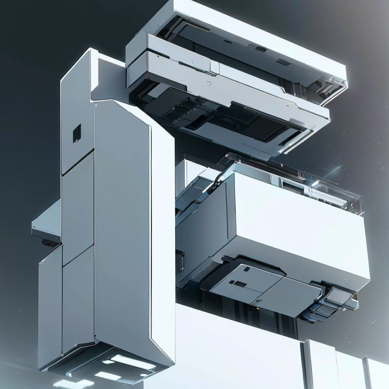 industrial design,A rectangular cabinet,Black and white color scheme,Modern minimalist style,future-tech,sense of science and technology,The appearance is layered,Realistic light and shadow rendering,3D rendering