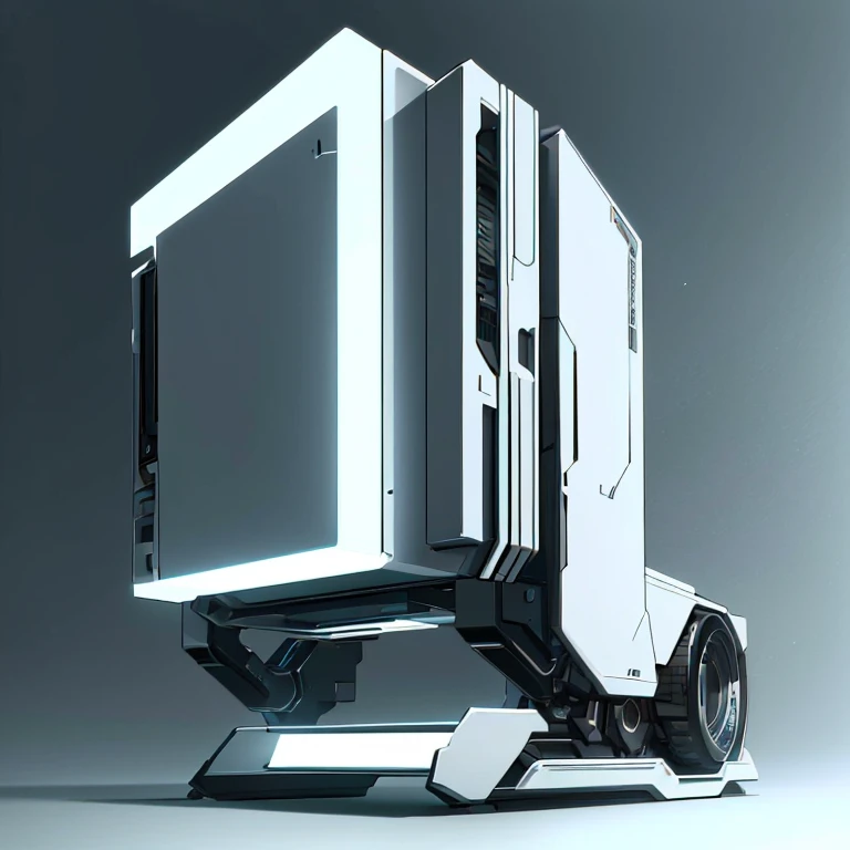 industrial design,A rectangular cabinet,Black and white color scheme,Modern minimalist style,future-tech,sense of science and technology,The appearance is layered,Realistic light and shadow rendering,3D rendering