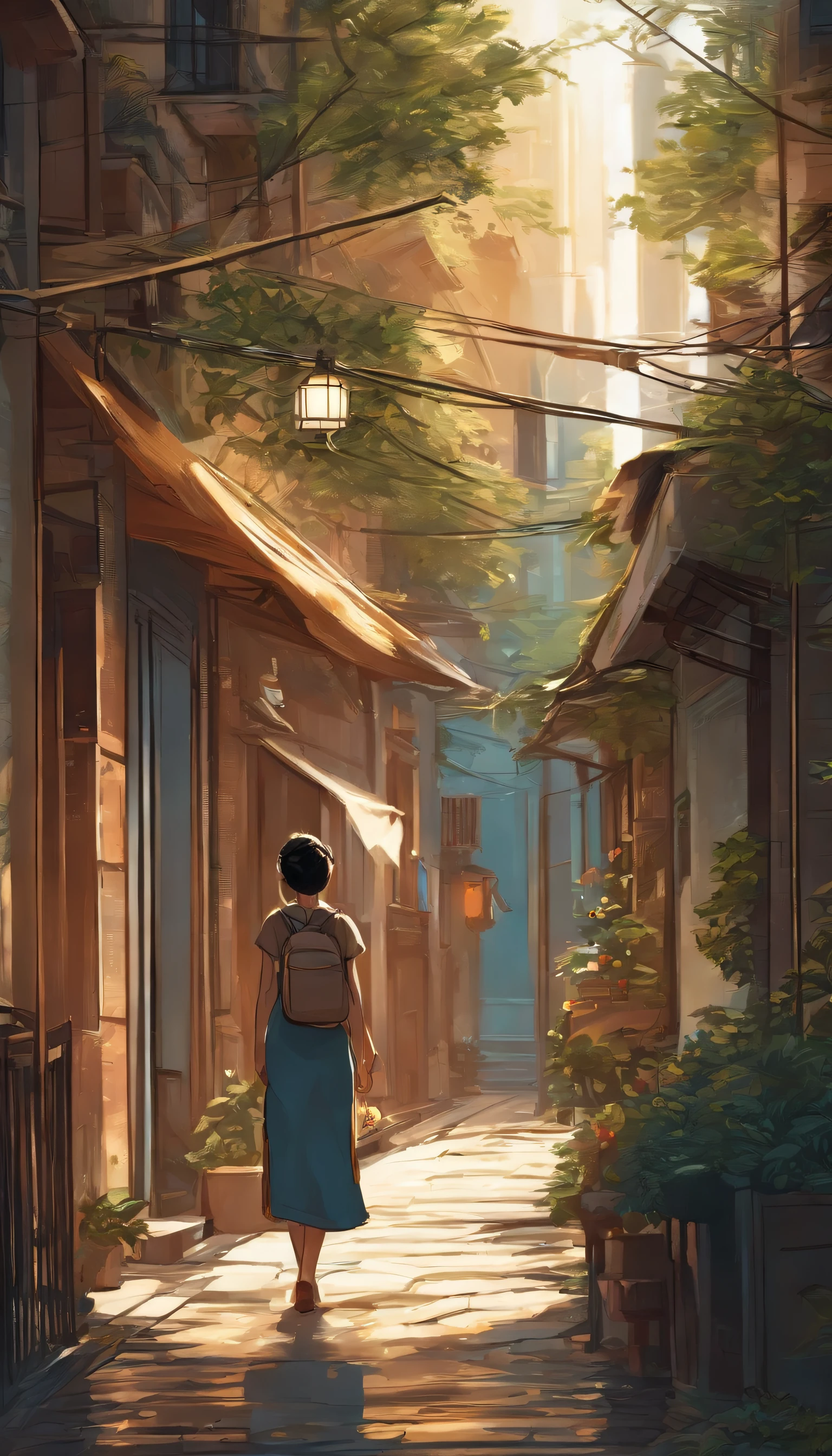 comic strip,Hong Kong comic book style,Fengyun comic style,(((Comic storyboard))),Two-dimensional picture,Makoto Shinkai's style,Makoto Shinkai manga art,Teenage girl,The narrow streets of the town,starrysky,Vibrant colors,ultradetailed,line sleek,high high quality,8K,tmasterpiece, The little ram stands in the middle