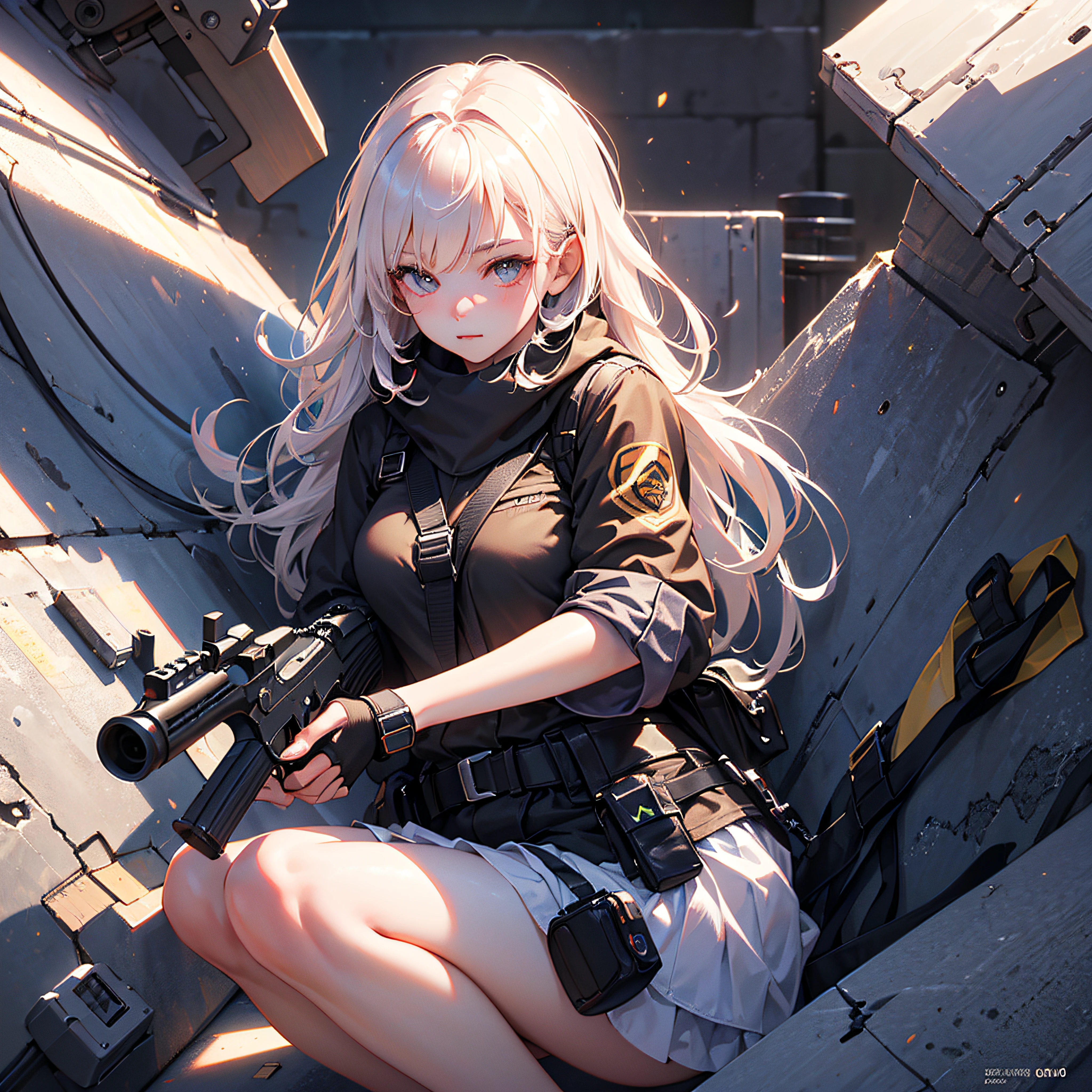 photographrealistic, (Very detailed CG Unity 8K wallpaper), (masutepiece), (Best Quality), (Ultra-detailed), (Best Illustration), (Best Shadow), 超A high resolution, (Photorealistic:1.4), (1girl in:1.3), Holding a gun, Glock, Ready to launch, C.A.r_system